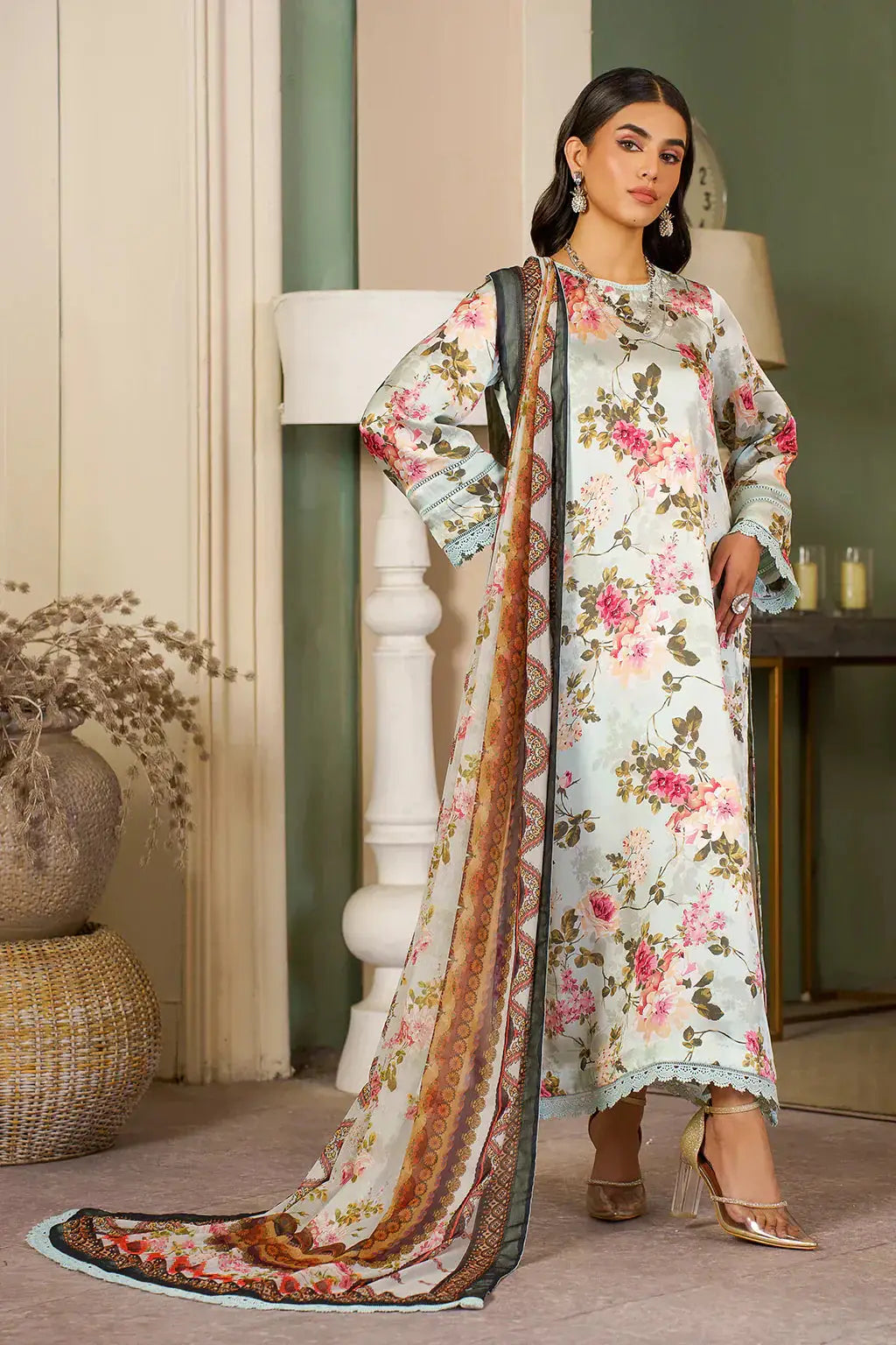 Zarif | Prints 24 | ZSP 02 AQUA - Pakistani Designer Dress - by Zarif | Type: Luxury - 100% Original at Saira Sultan