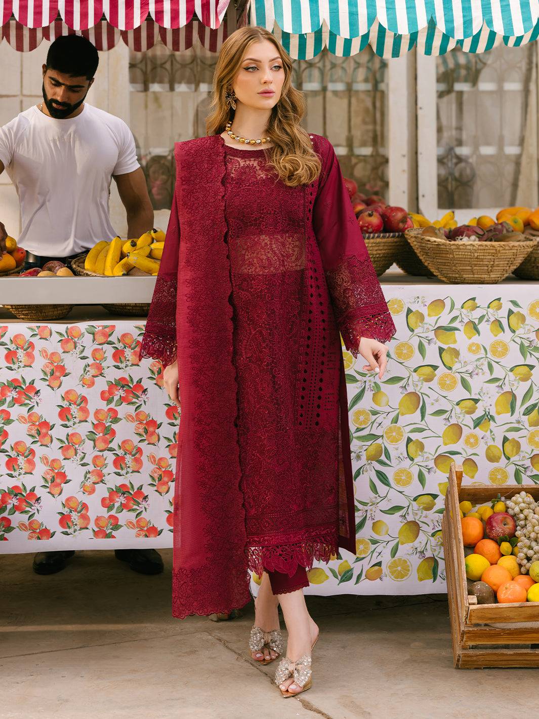 Mahnur | Mahrukh Eid Edit 24 | SCARLET DREAM - Pakistani Designer Dress - by Mahnur | Type: Luxury - 100% Original at Saira Sultan