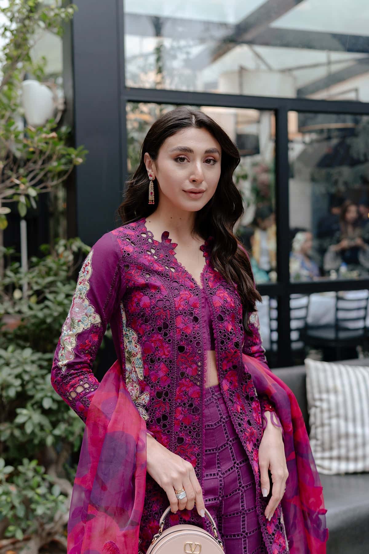 Afrozeh | Lawn 25 | Serene XL Magenta Lawn
