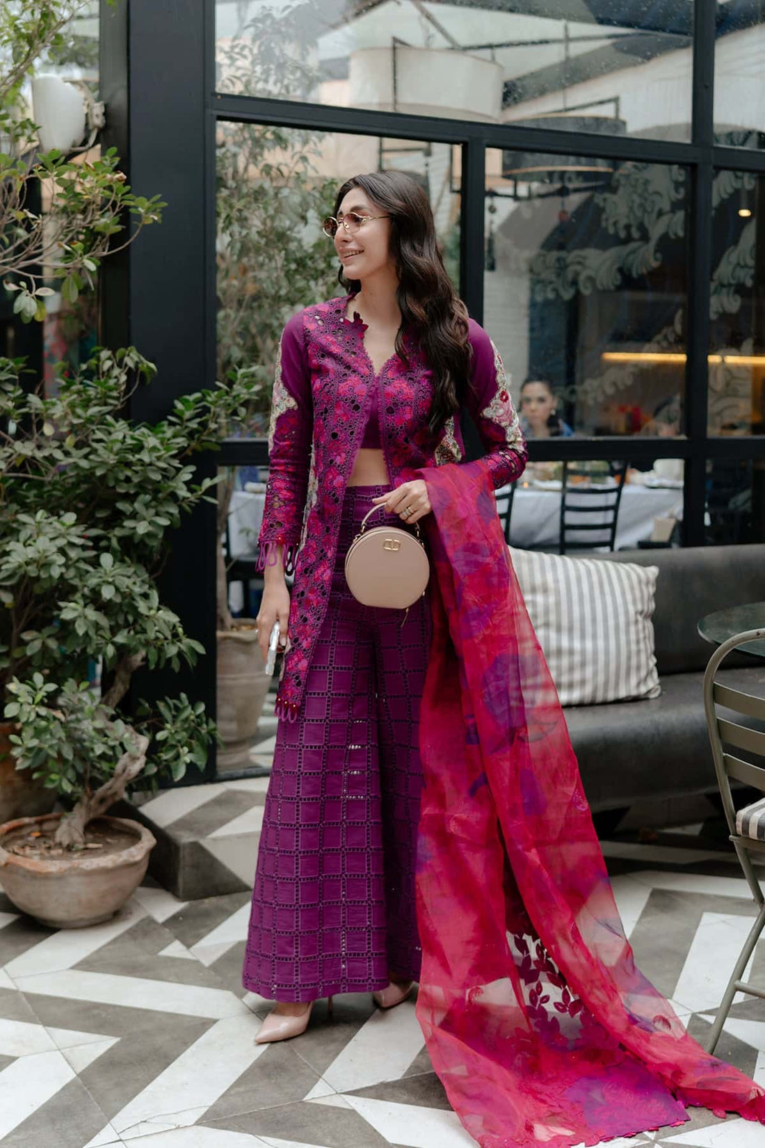 Afrozeh | Lawn 25 | Serene XS Magenta Lawn