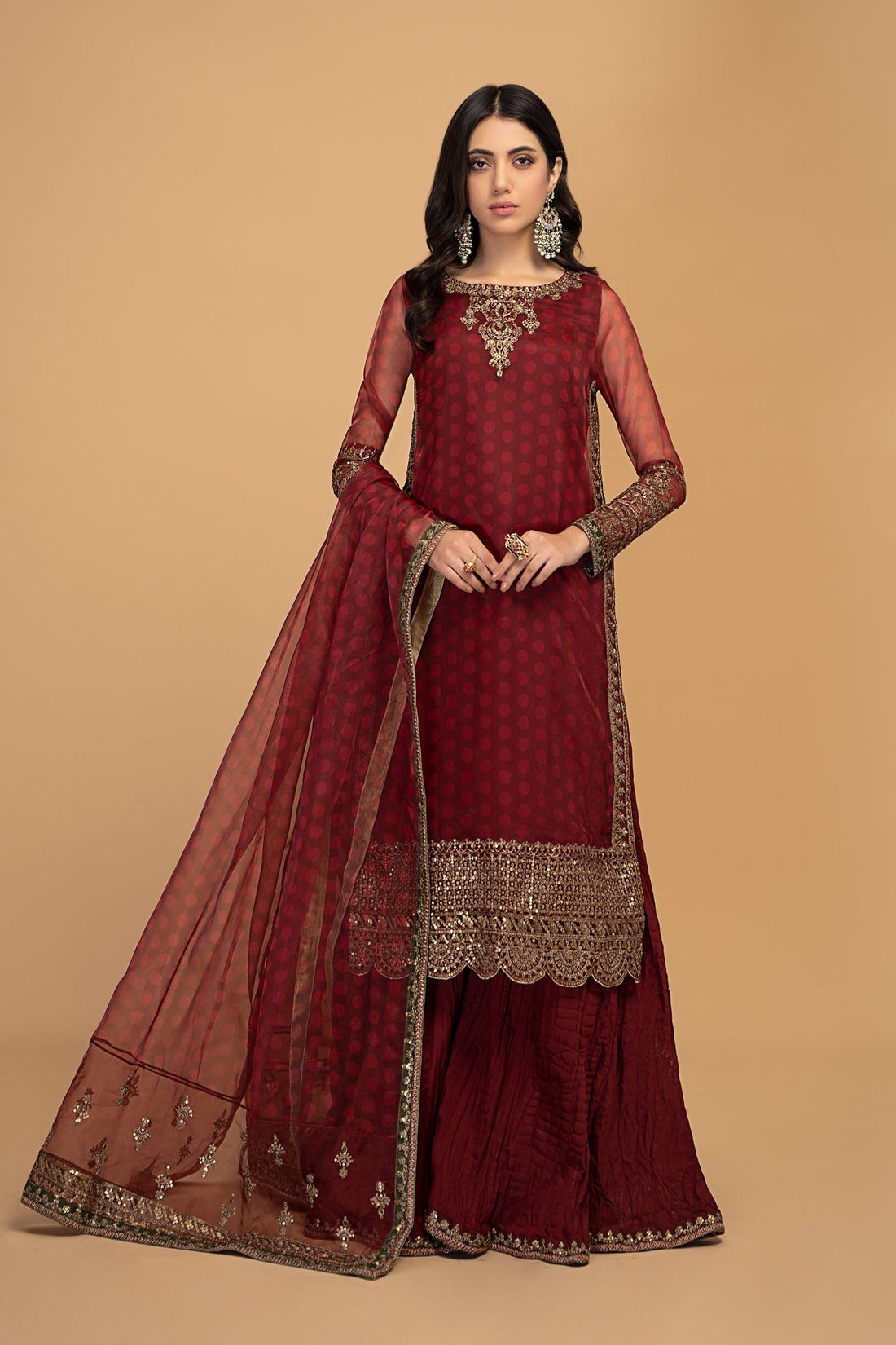 Maria B | Formal Wears | SF-EF23-08R1 XS Olive Green Organza