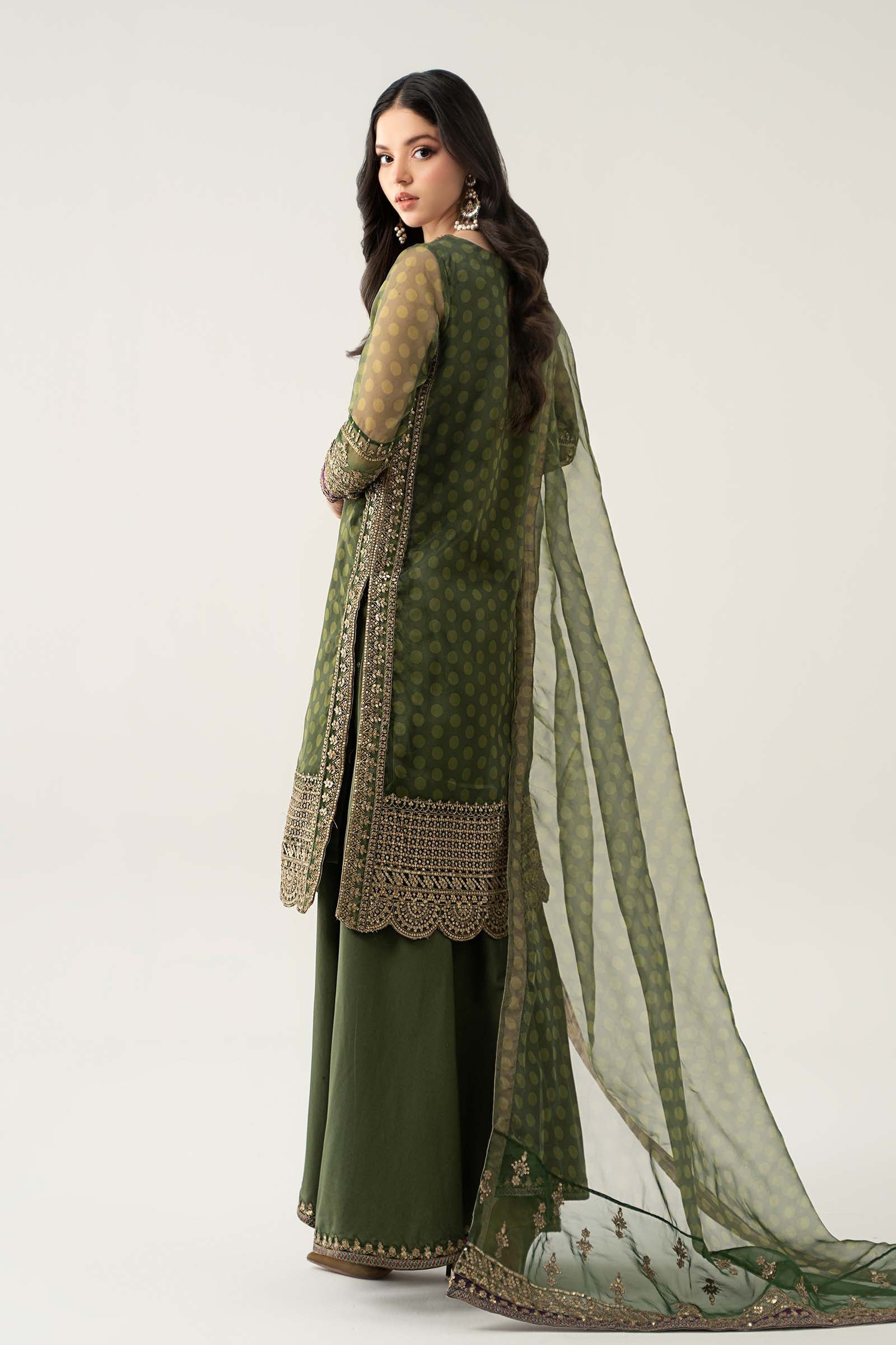 Maria B | Formal Wears | SF-EF23-08R1 M Olive Green Organza