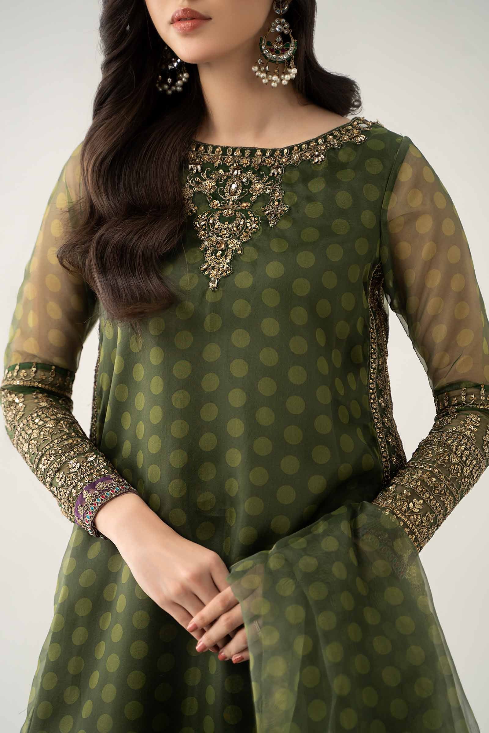 Maria B | Formal Wears | SF-EF23-08R1 XL Olive Green Organza