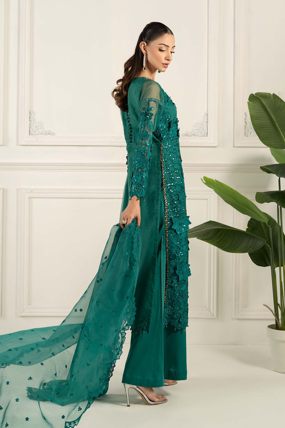 Maria B | Formal Wears | SF-EF25-04 XS Emerald Green Organza