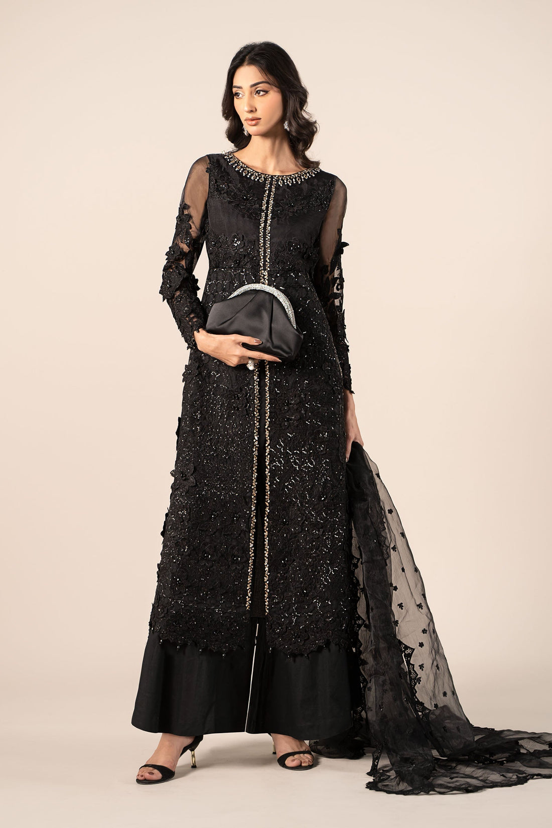 Maria B | Formal Wears | SF-EF25-04 XS Black Organza