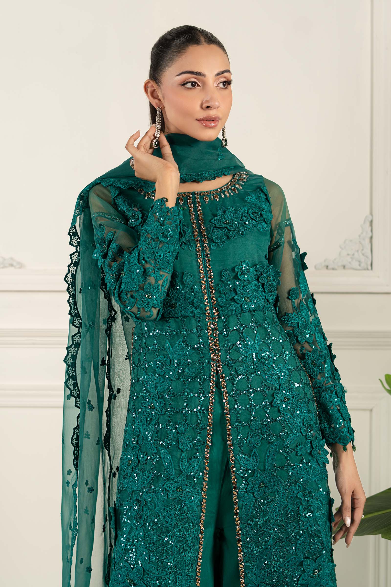 Maria B | Formal Wears | SF-EF25-04 M Emerald Green Organza