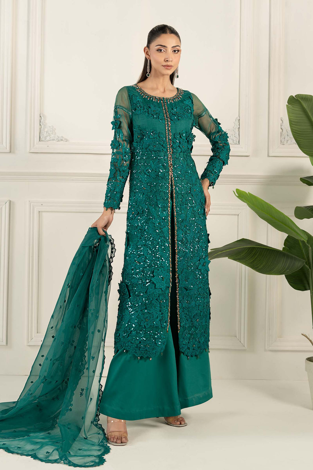 Maria B | Formal Wears | SF-EF25-04 XS Emerald Green Organza