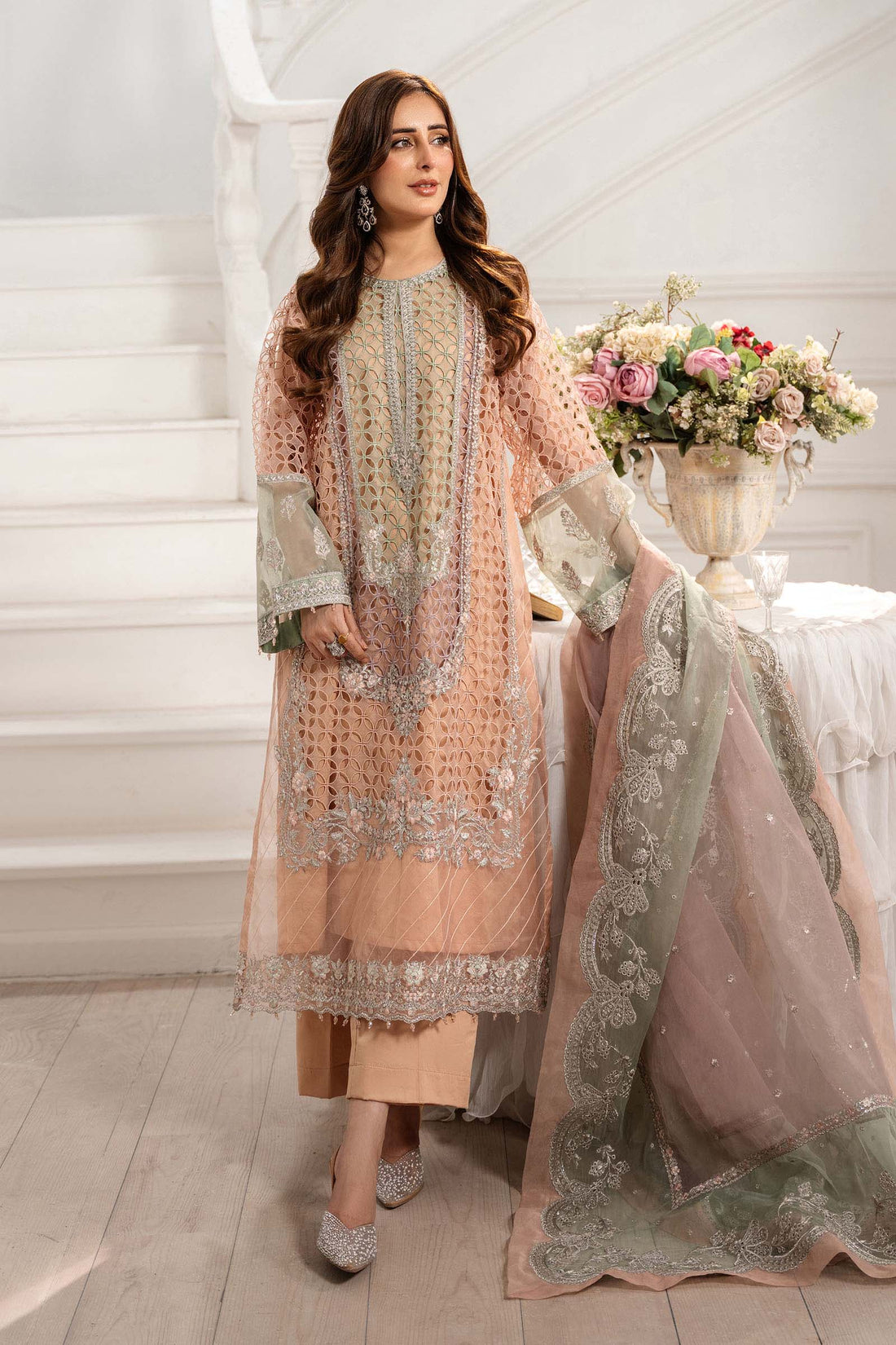 Maria B | Pre Fall 25 | Organza Suit 18 - Pakistani Designer Dress - by Maria B - Type : Ladies Clothes - 100% Original at Saira Sultan