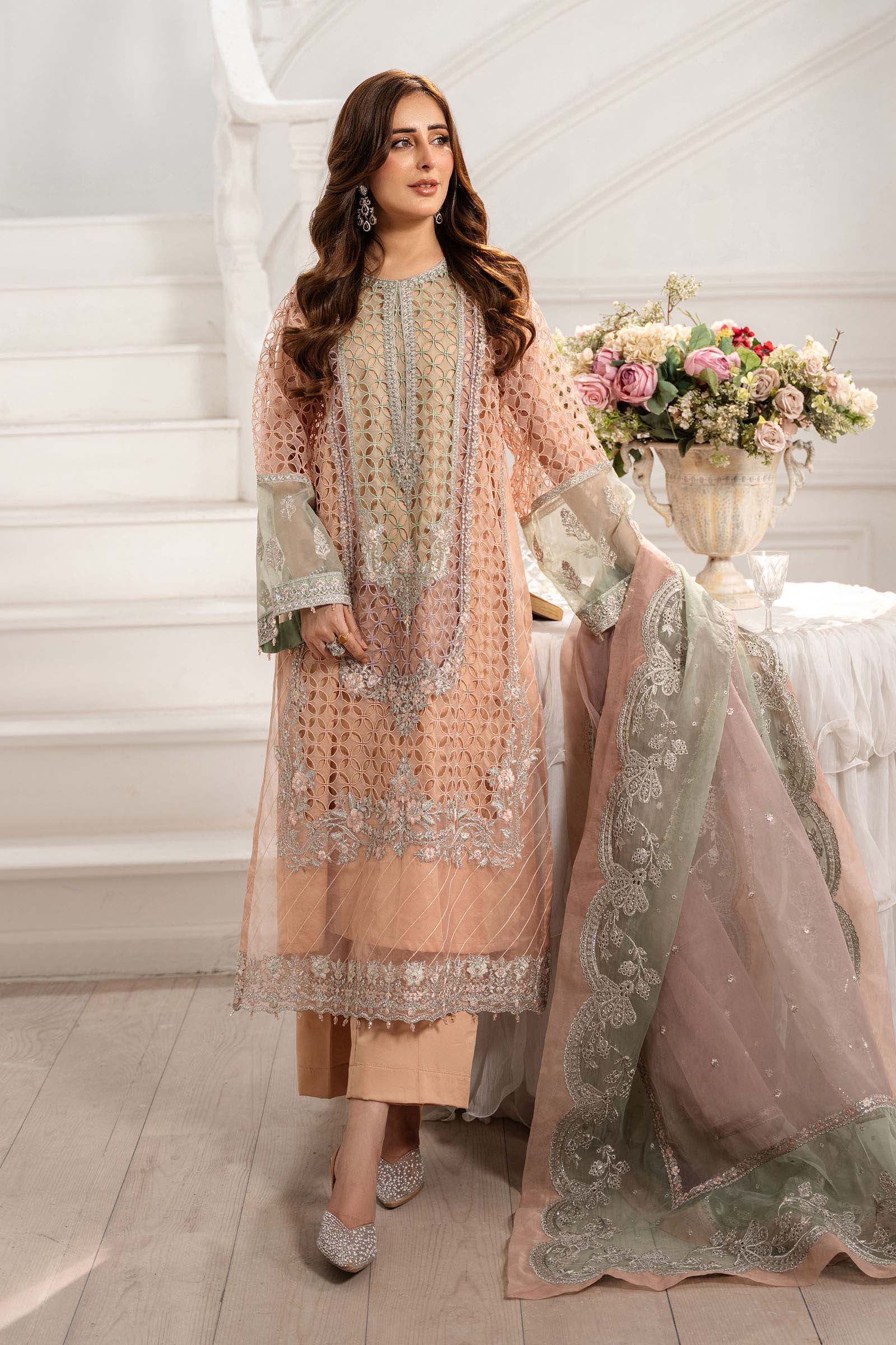 Maria B | Pre Fall 25 | Organza Suit 18 - Pakistani Designer Dress - by Maria B - Type : Ladies Clothes - 100% Original at Saira Sultan