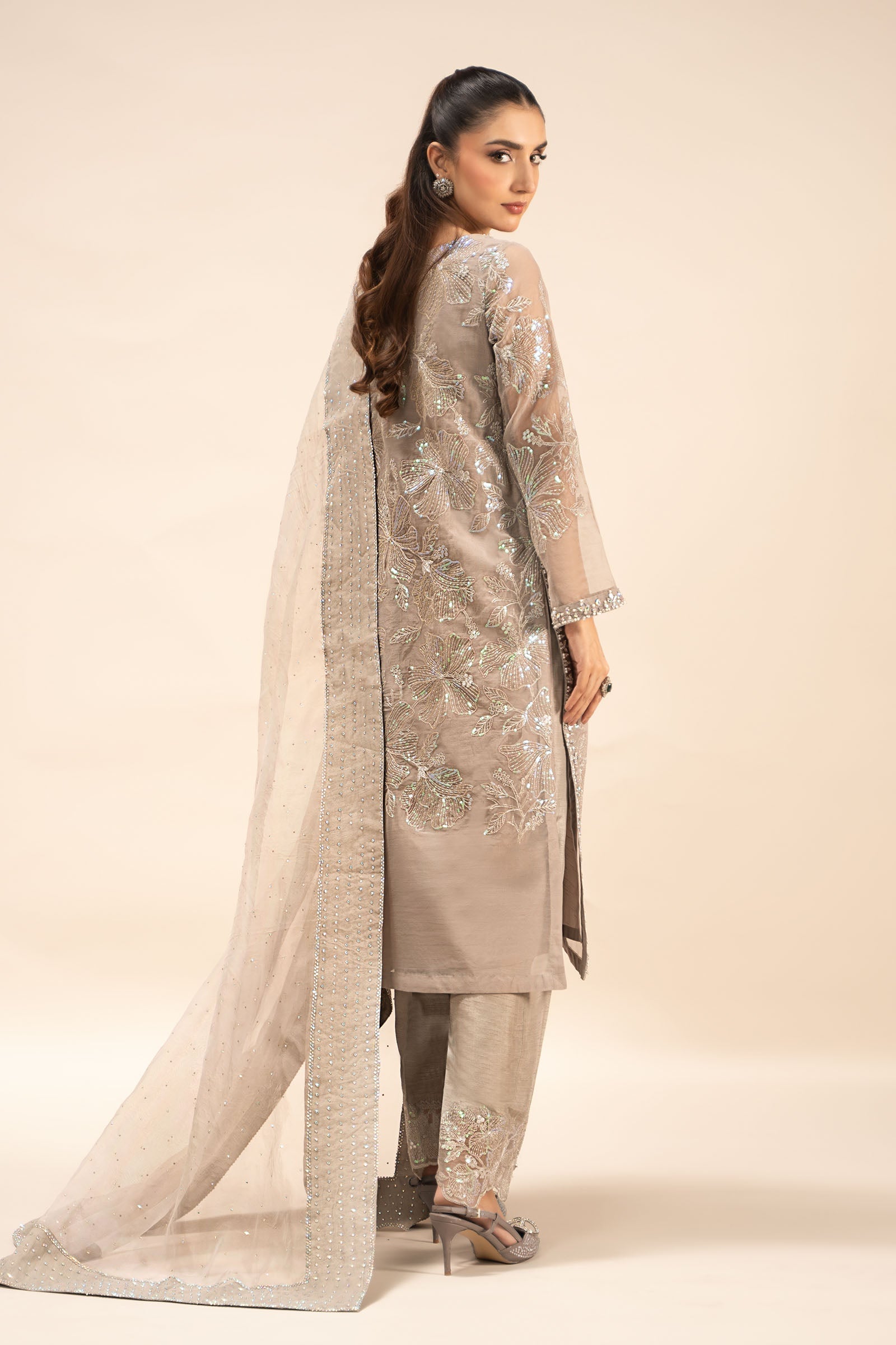 Maria B | Formal Wears | SF-EF25-15 S Gray Organza