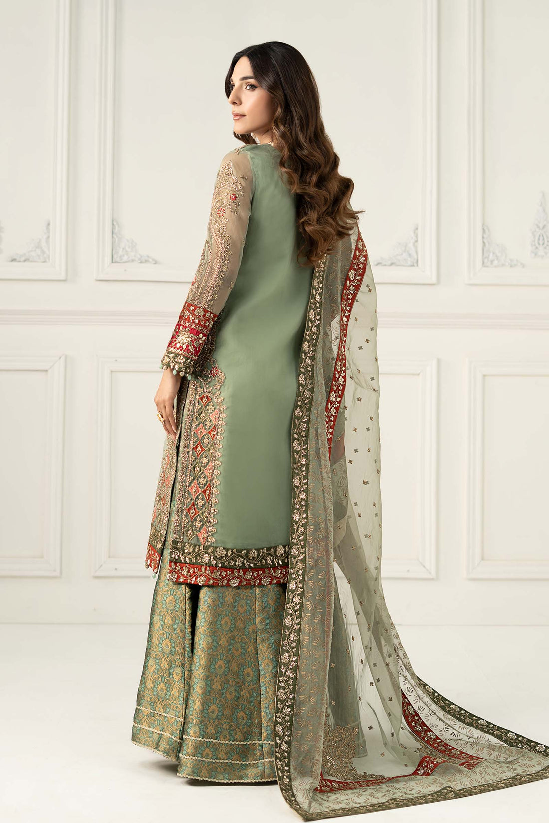 Maria B | Formal Wears | SF-EF25-28 XS Sage Organza