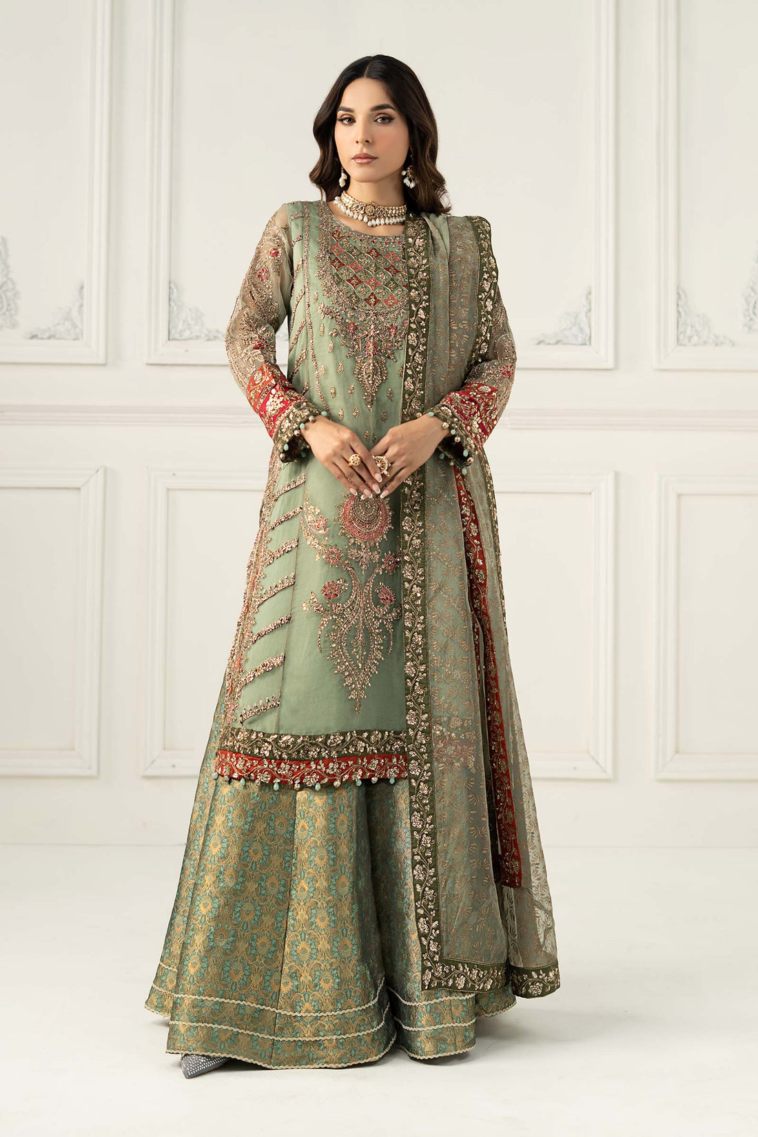 Maria B | Formal Wears | SF-EF25-28 XS Sage Organza
