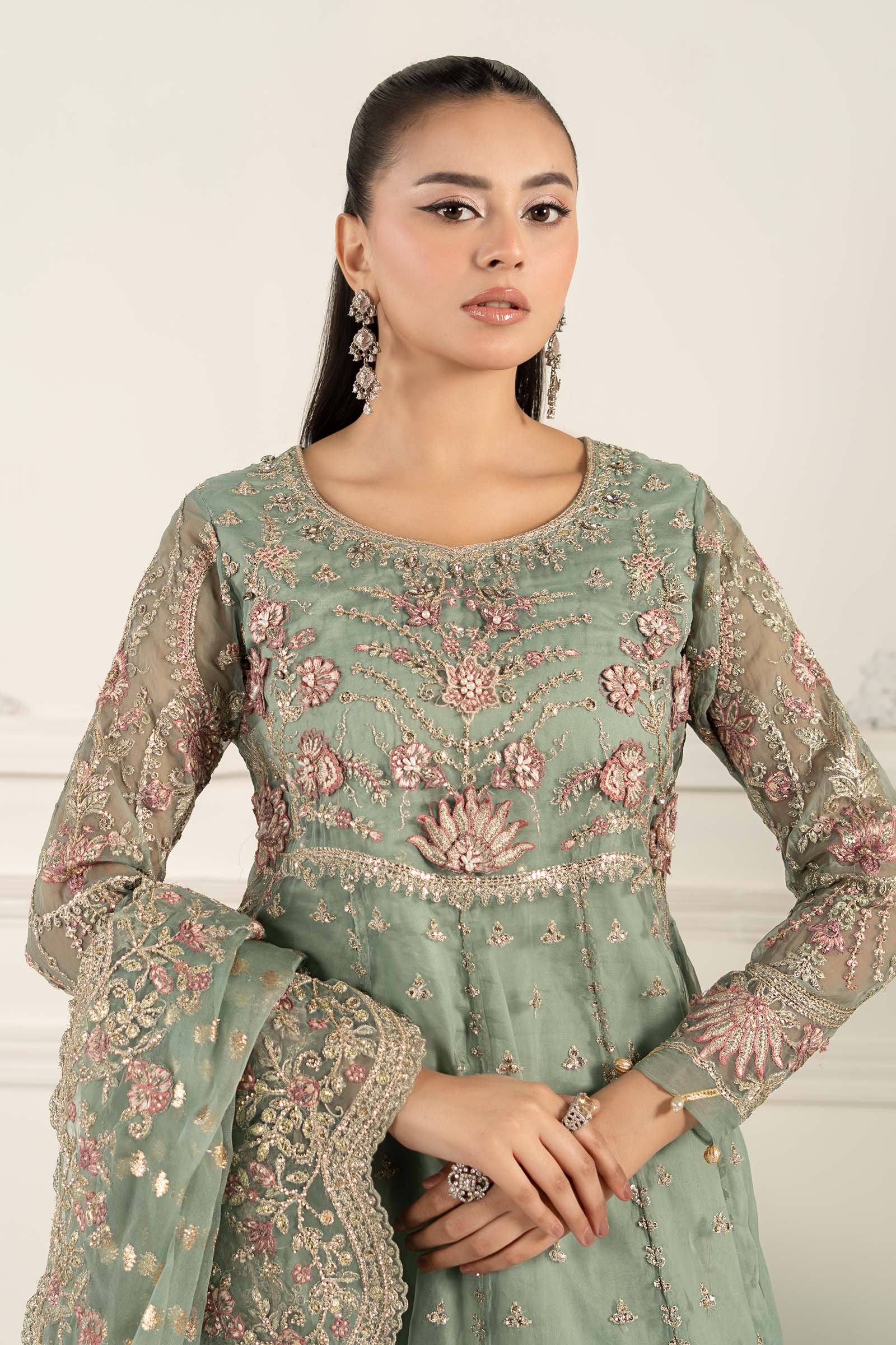 Maria B | Formal Wears | SF-EF25-40 M Aqua Blue Organza