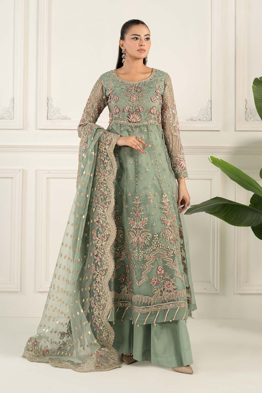 Maria B | Formal Wears | SF-EF25-40 XS Aqua Blue Organza