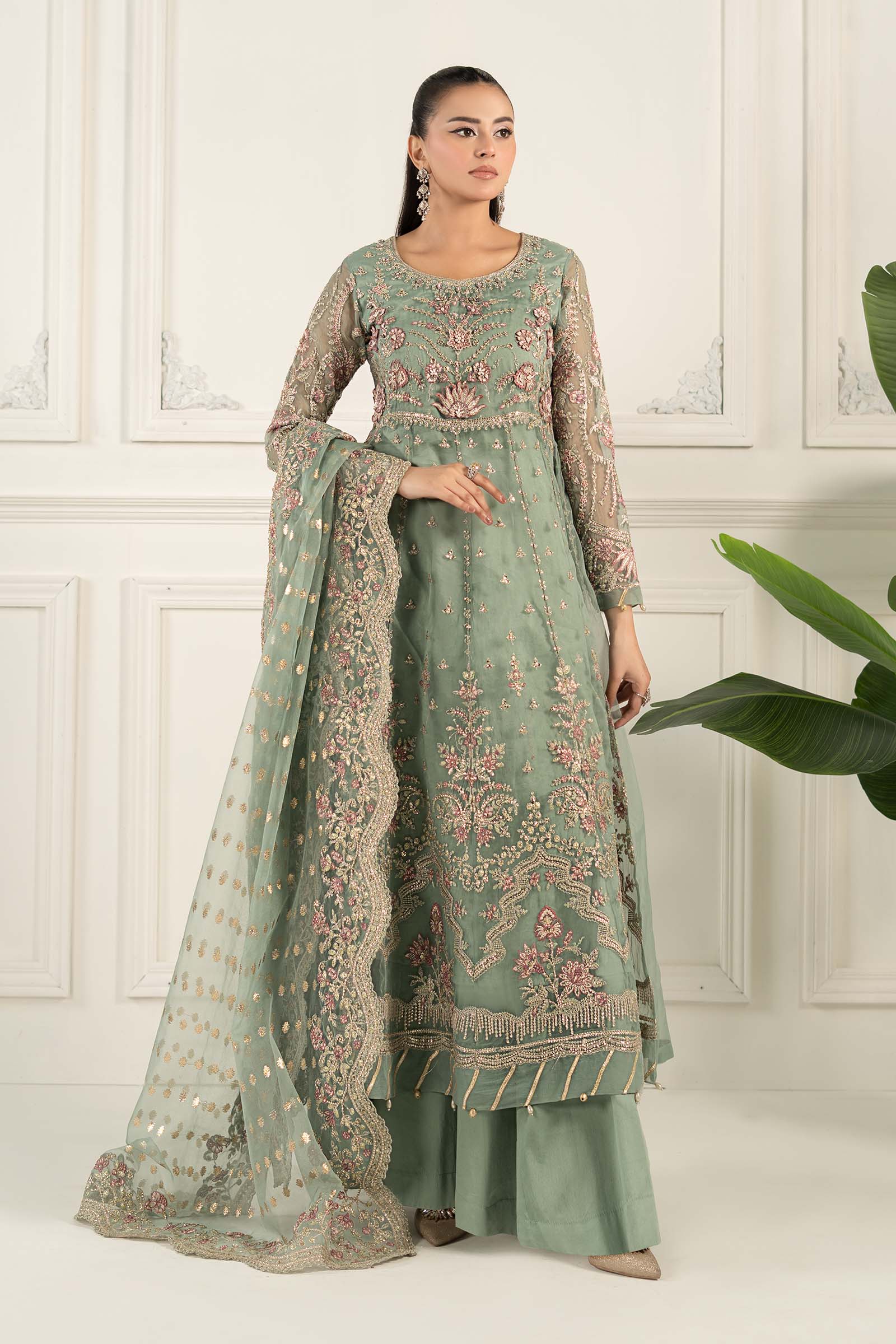 Maria B | Formal Wears | SF-EF25-40 XS Aqua Blue Organza