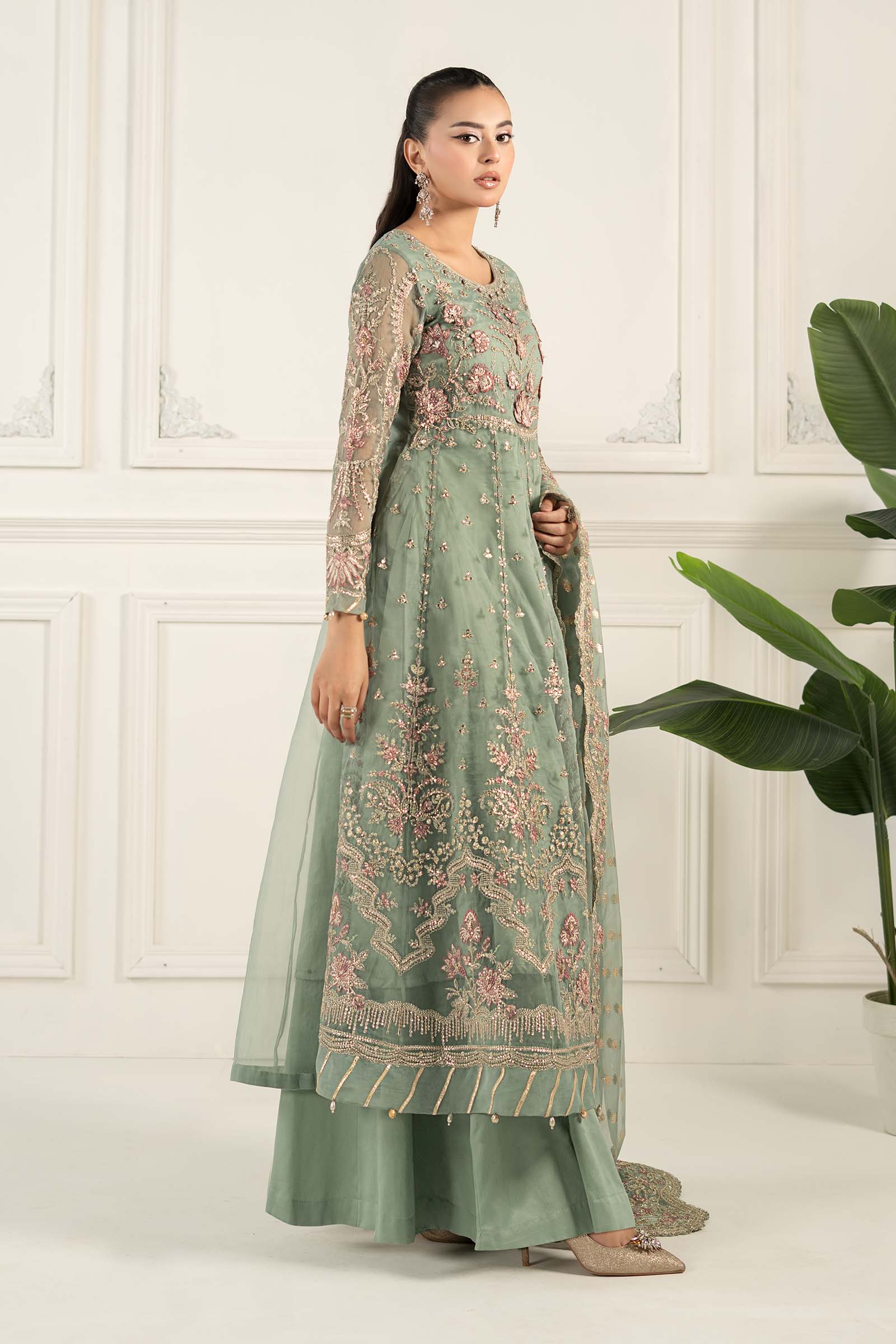 Maria B | Formal Wears | SF-EF25-40 XL Aqua Blue Organza