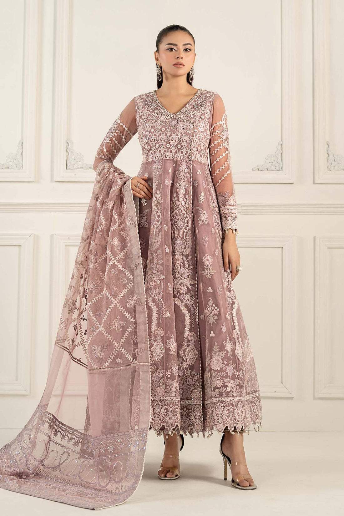 Maria B | Formal Wears | SF-EF25-44 XS Pinkish Gray Organza