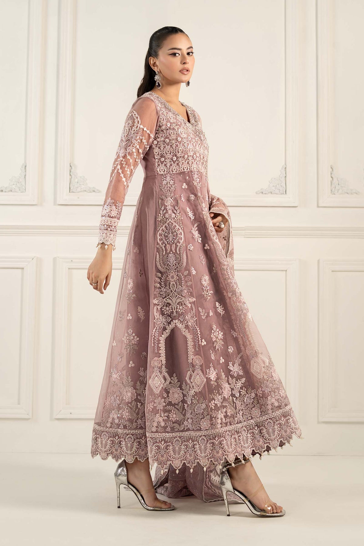 Maria B | Formal Wears | SF-EF25-44 XL Pinkish Gray Organza