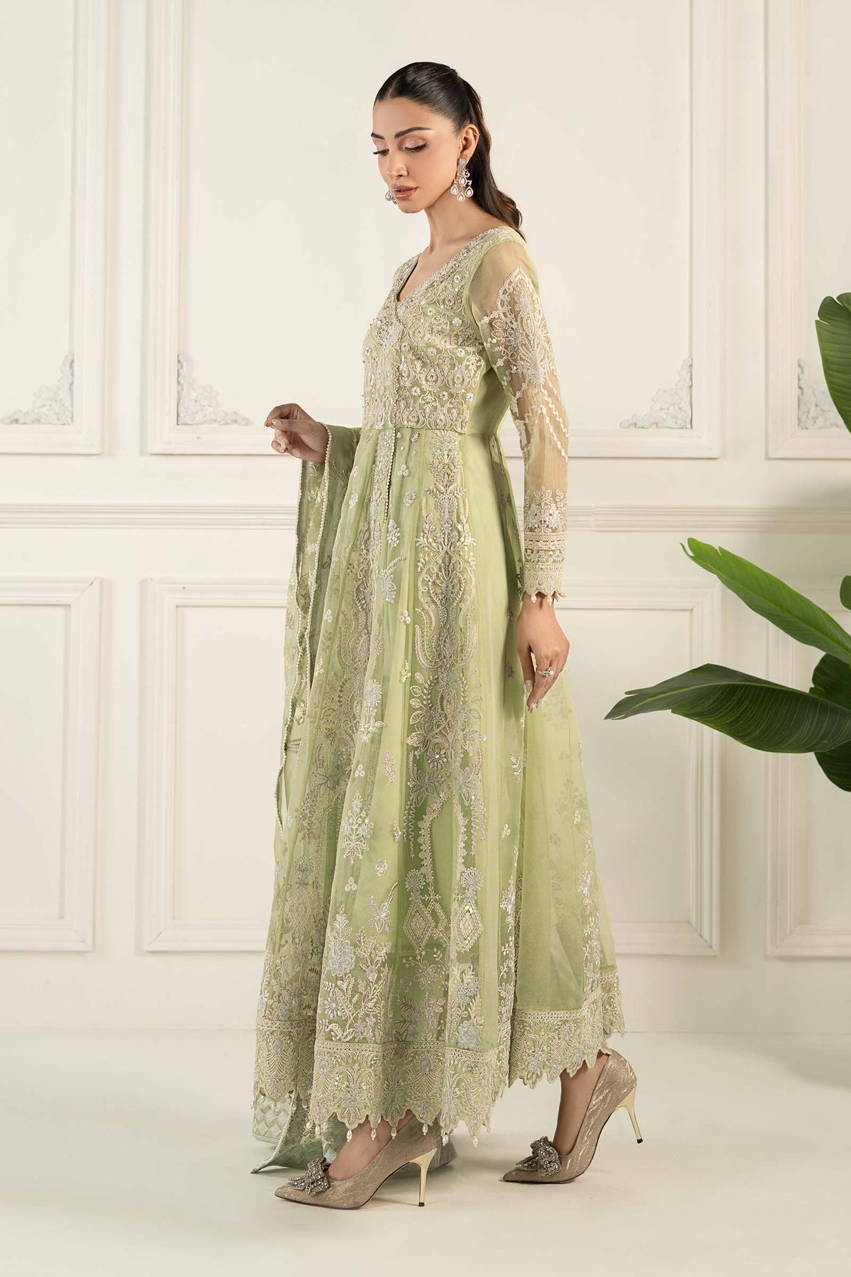 Maria B | Formal Wears | SF-EF25-44 XL Mint Green Organza