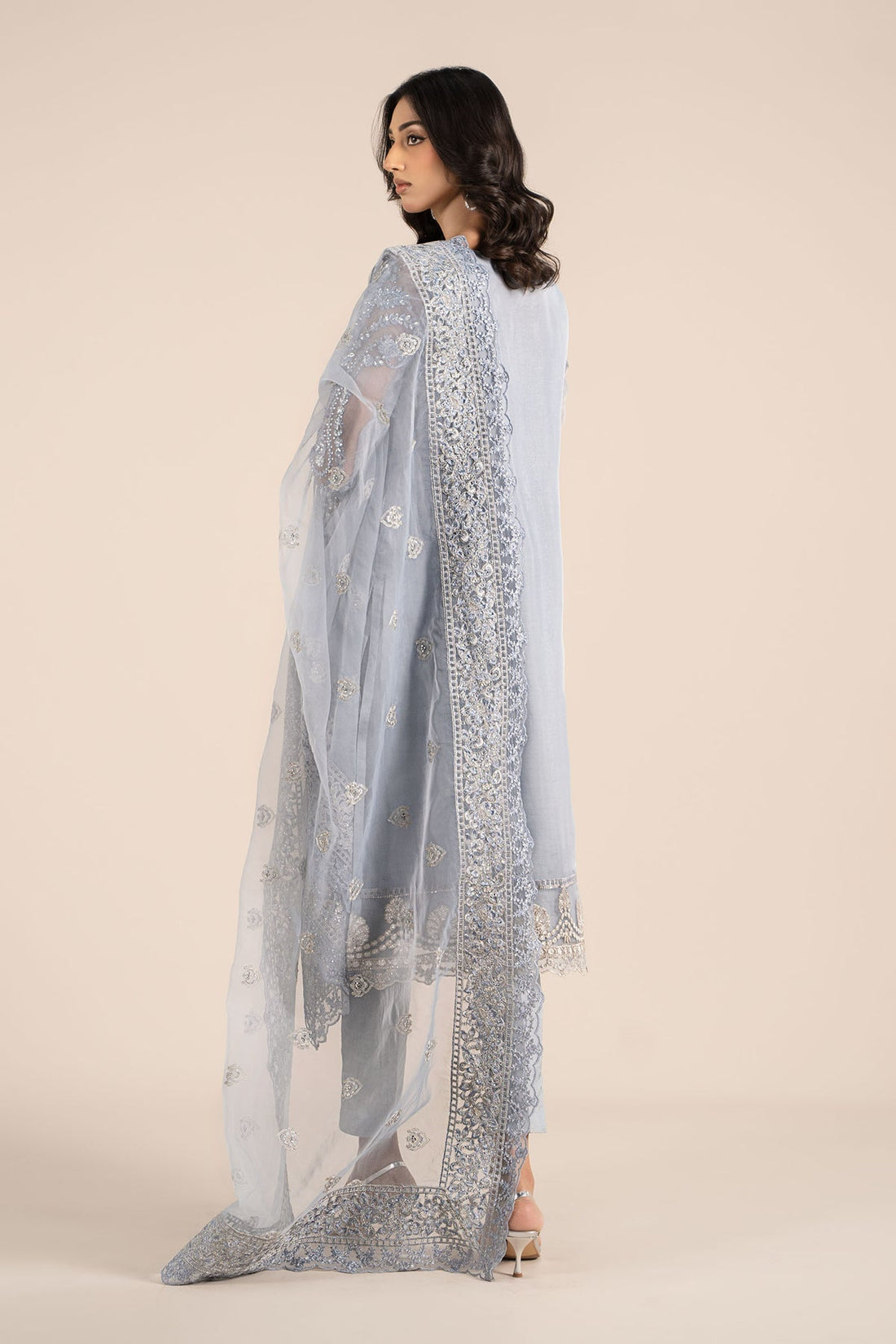 Maria B | Formal Wears | SF-EF25-51 XS Ice Blue Organza