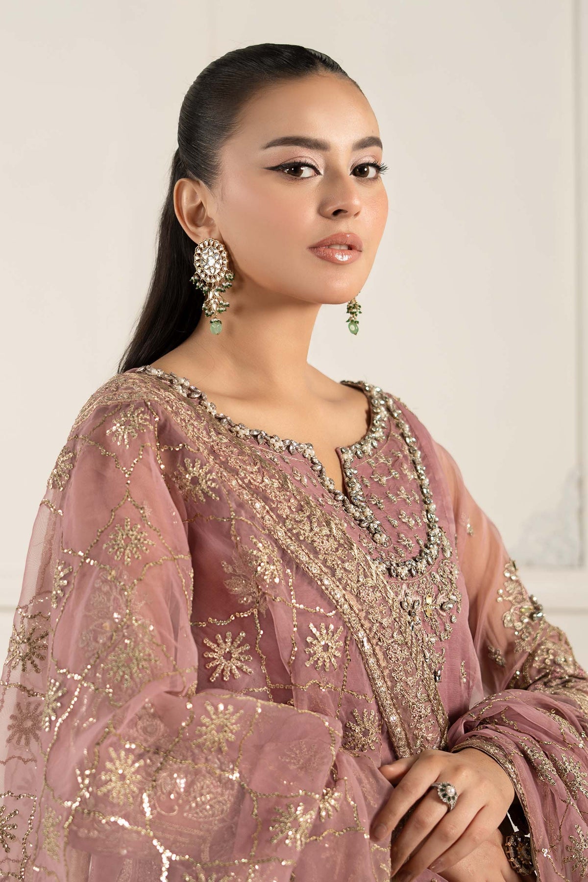Maria B | Formal Wears | SF-EF25-53 L Pinkish Gray Organza