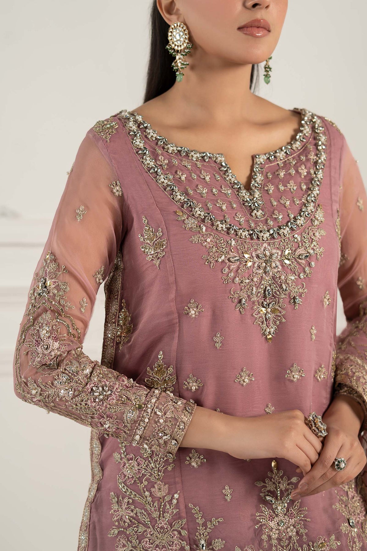 Maria B | Formal Wears | SF-EF25-53 M Pinkish Gray Organza