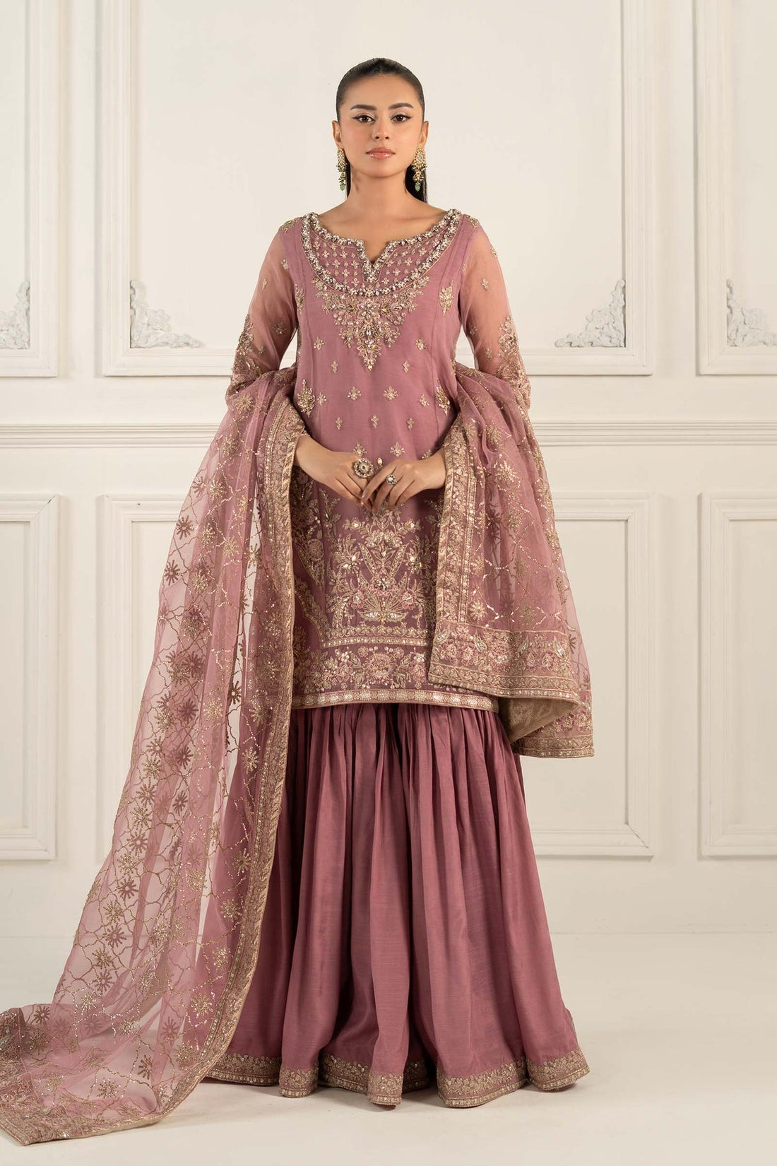 Maria B | Formal Wears | SF-EF25-53 XS Pinkish Gray Organza