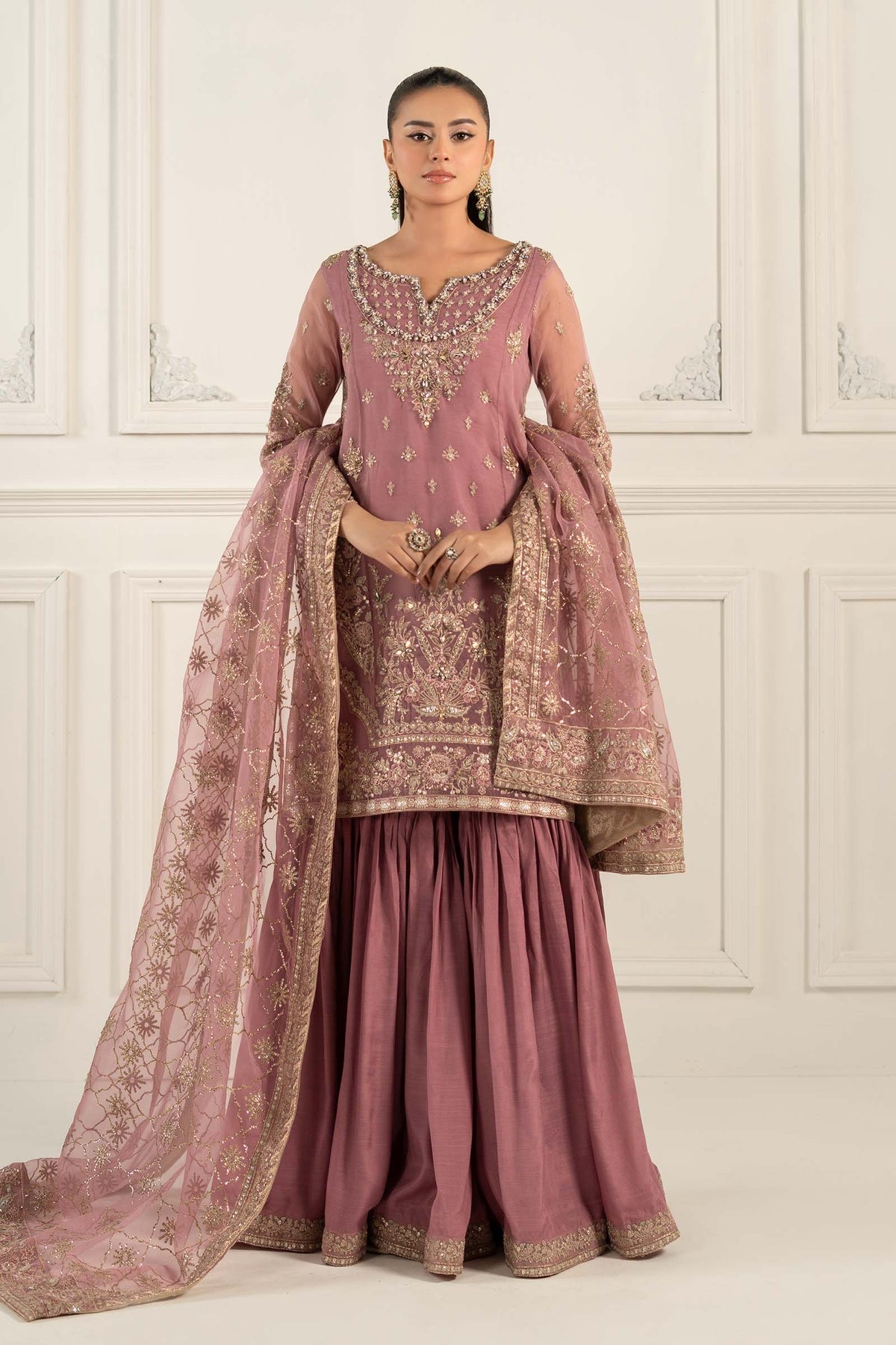 Maria B | Formal Wears | SF-EF25-53 XS Pinkish Gray Organza
