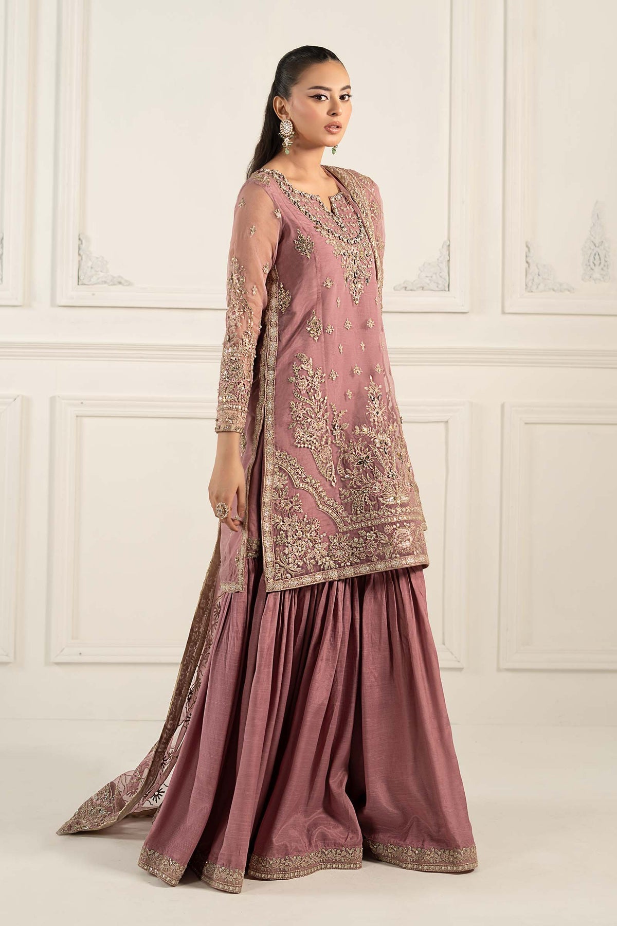 Maria B | Formal Wears | SF-EF25-53 XL Pinkish Gray Organza