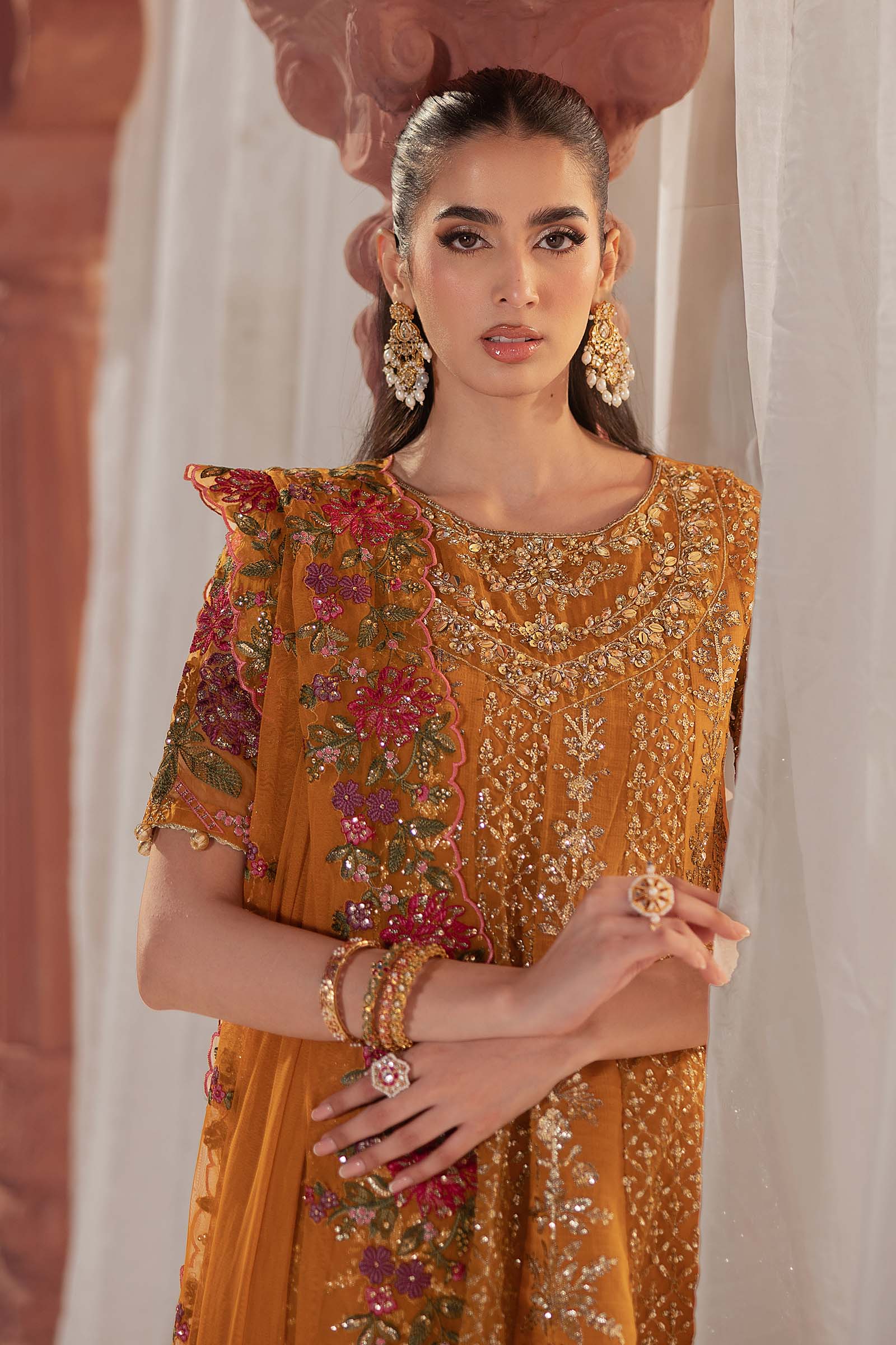 Maria B | Formal Wears | SF-EF25-42 M Mustard Organza