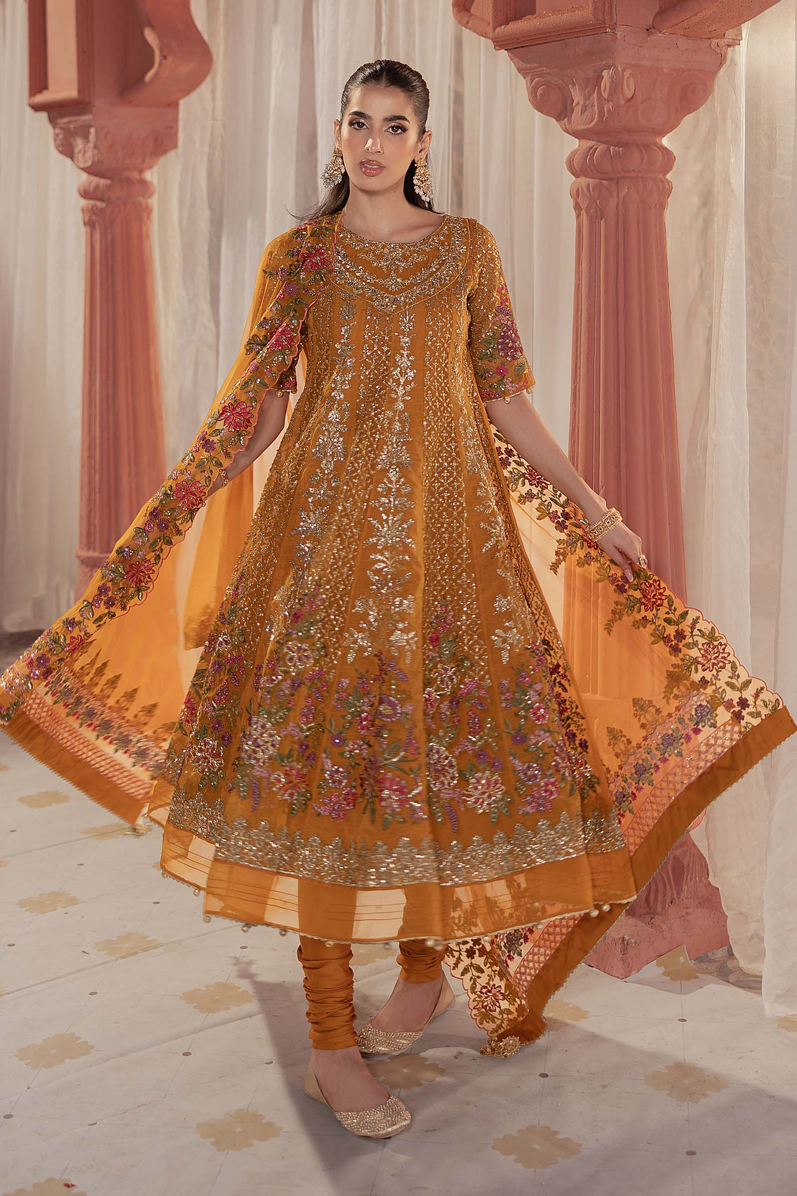 Maria B | Formal Wears | SF-EF25-42 L Mustard Organza