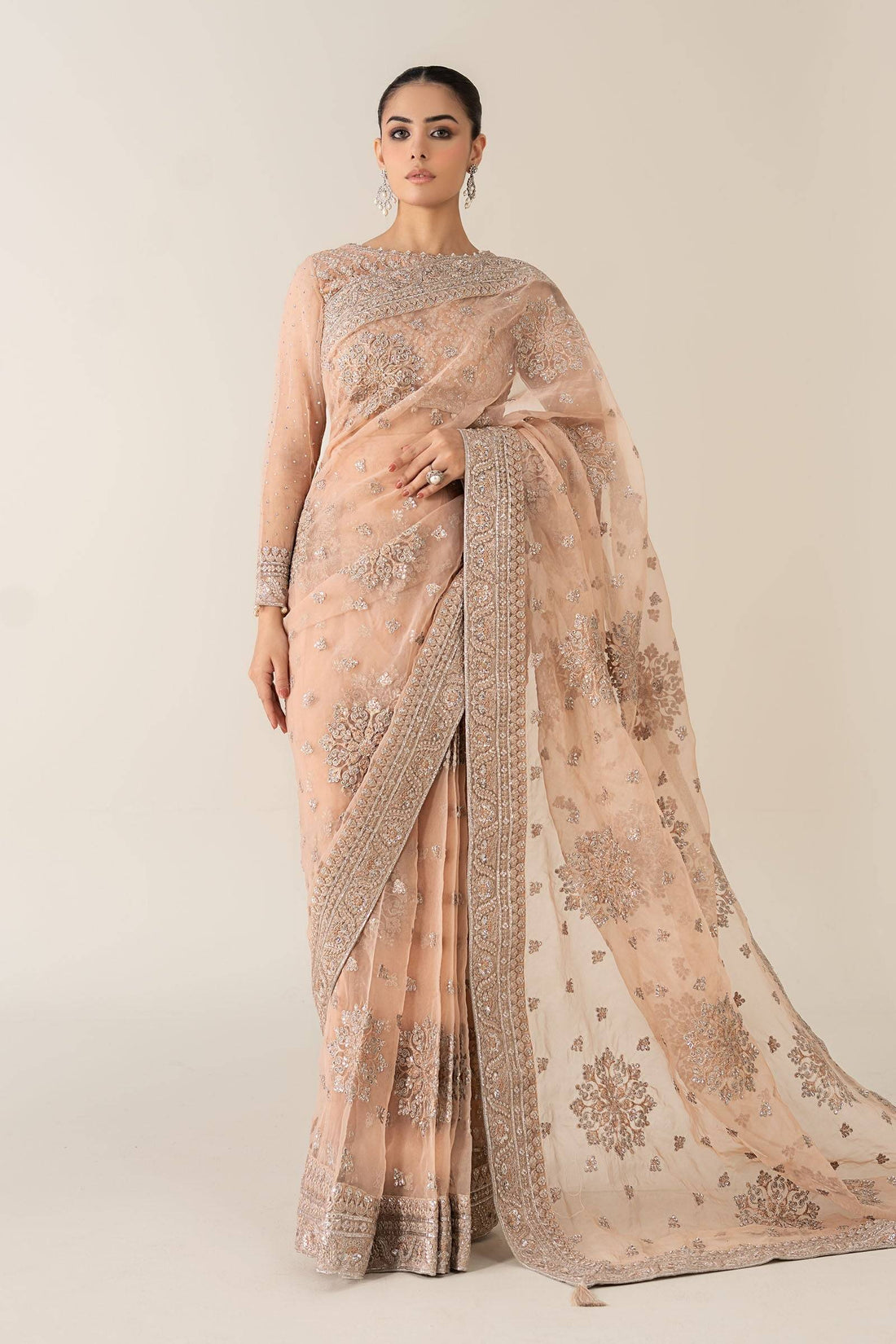 Maria B | Pre Fall 25 | Organza Saree 09 - Pakistani Designer Dress - by Maria B - Type : Ladies Clothes - 100% Original at Saira Sultan