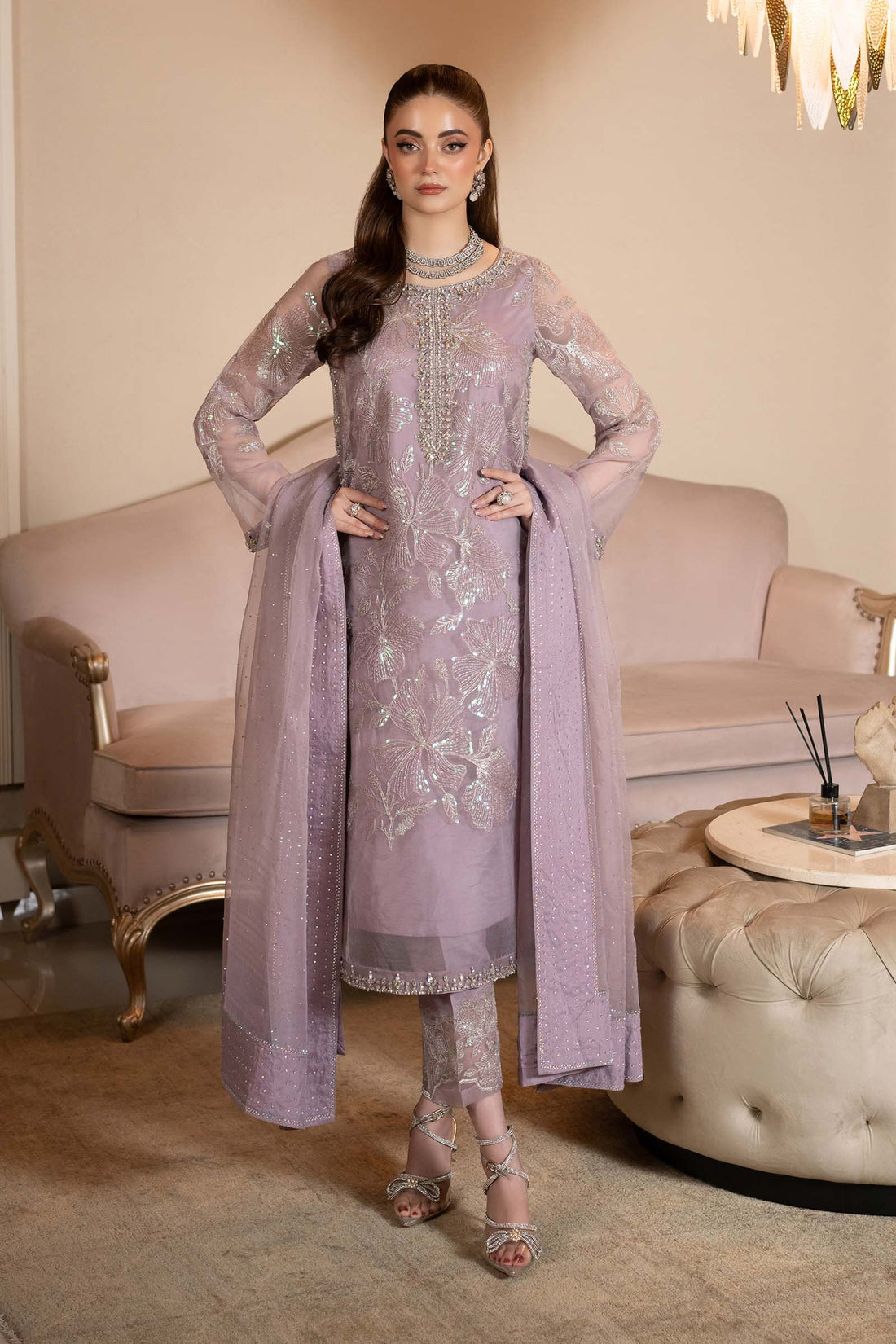 Maria B | Formal Wears | SF-EF25-15 XS Gray Organza
