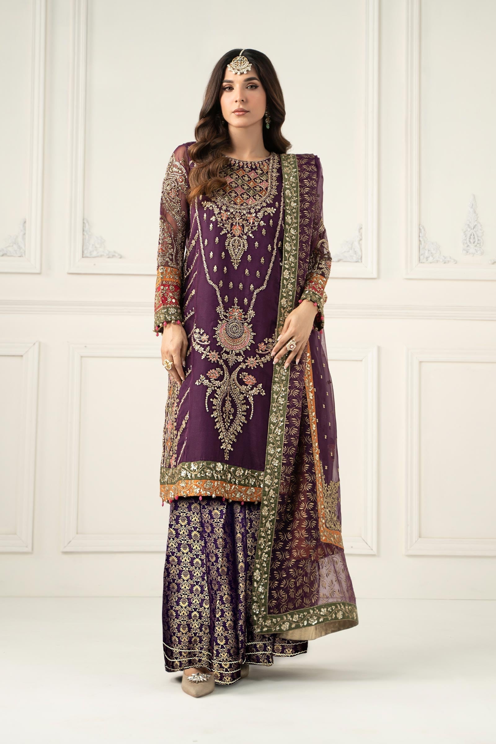 Maria B | Formal Wears | SF-EF25-28 M Plum Organza