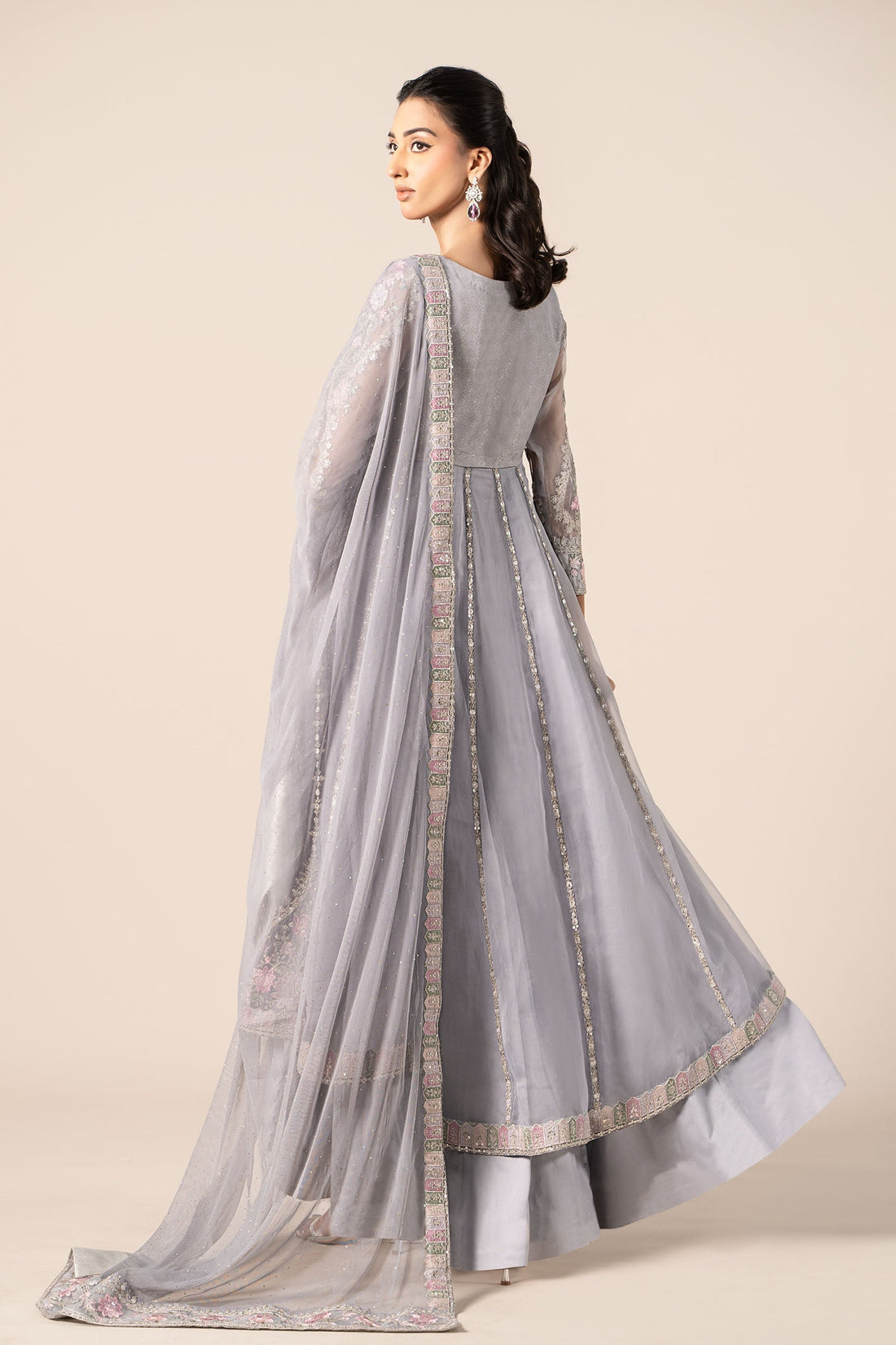 Maria B | Formal Wears | SF-EF25-43 XS Steel Gray Hue Organza