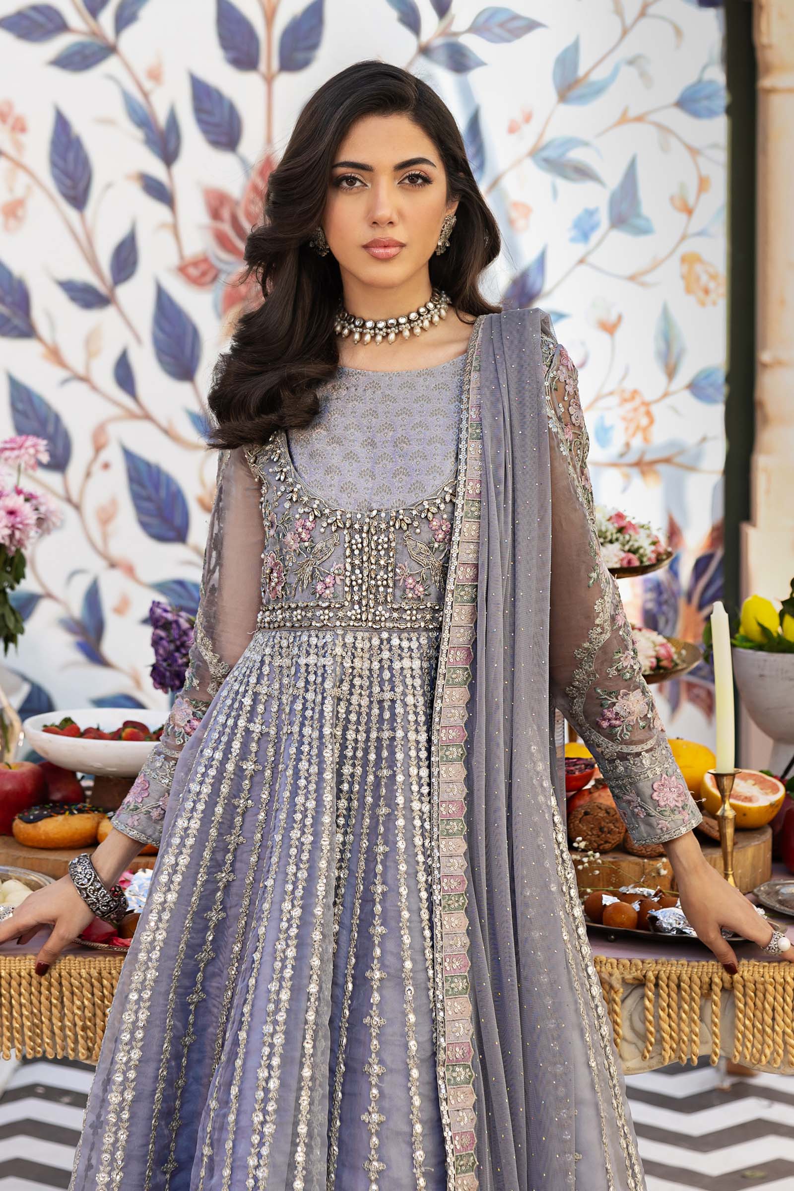 Maria B | Formal Wears | SF-EF25-43 XL Steel Gray Hue Organza