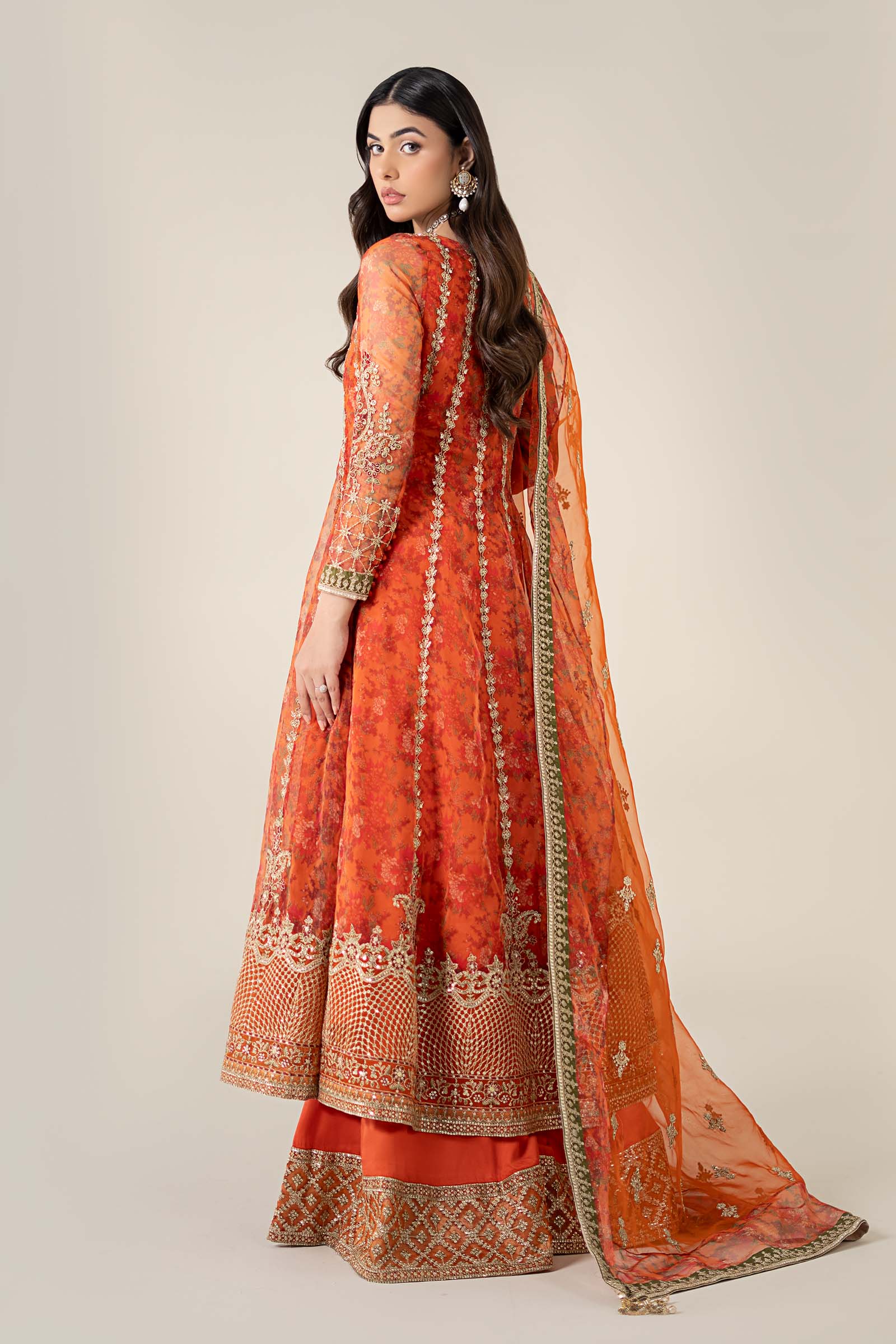 Maria B | Formal Wears | SF-EF25-03 S Carrot Pink Organza