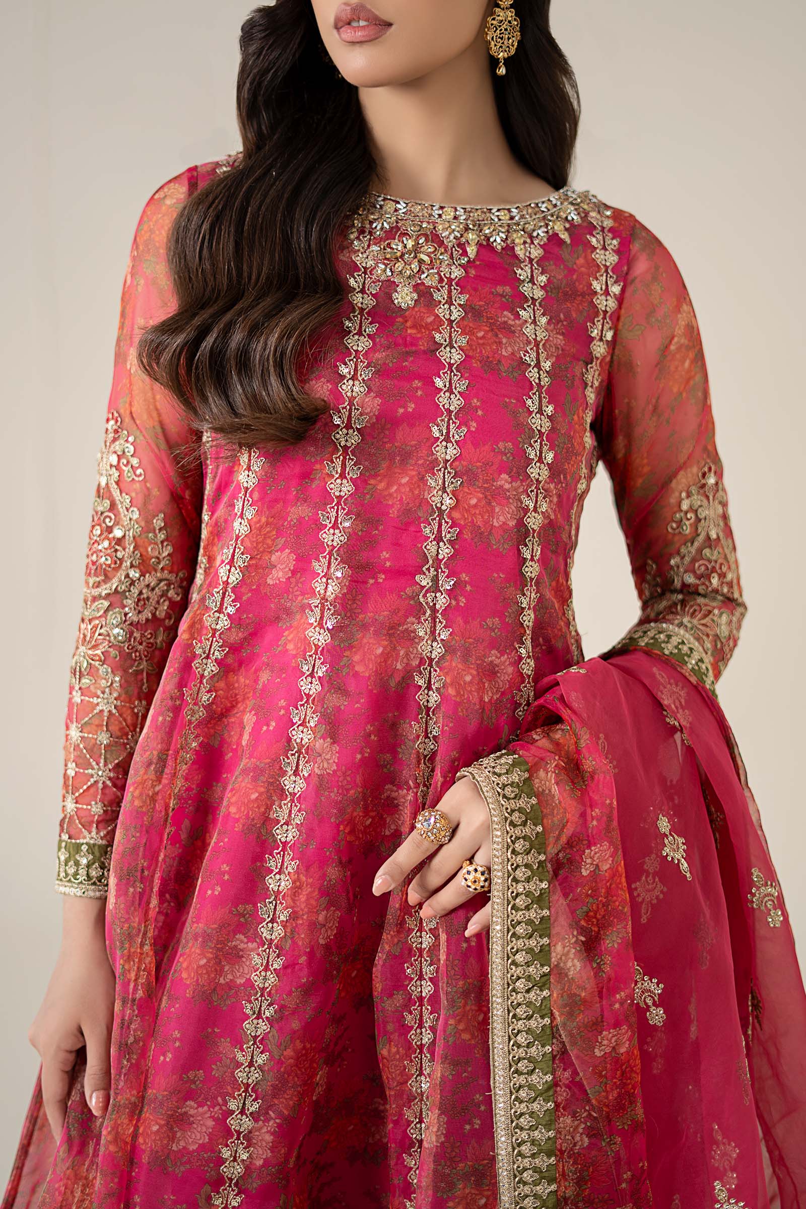 Maria B | Formal Wears | SF-EF25-03 L Orange Organza