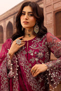 Motifz | Bridal Couture | 0013-HEER EMBROIDERED ORGANZA STITCHED L Fuchsia Pink Organza