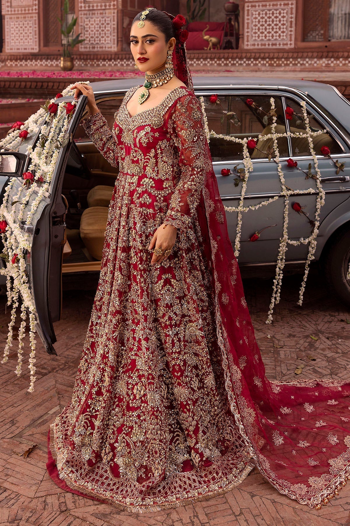 Motifz | Bridal Couture | 0019-SHANARA EMBROIDERED ORGANZA STITCHED S Red Organza