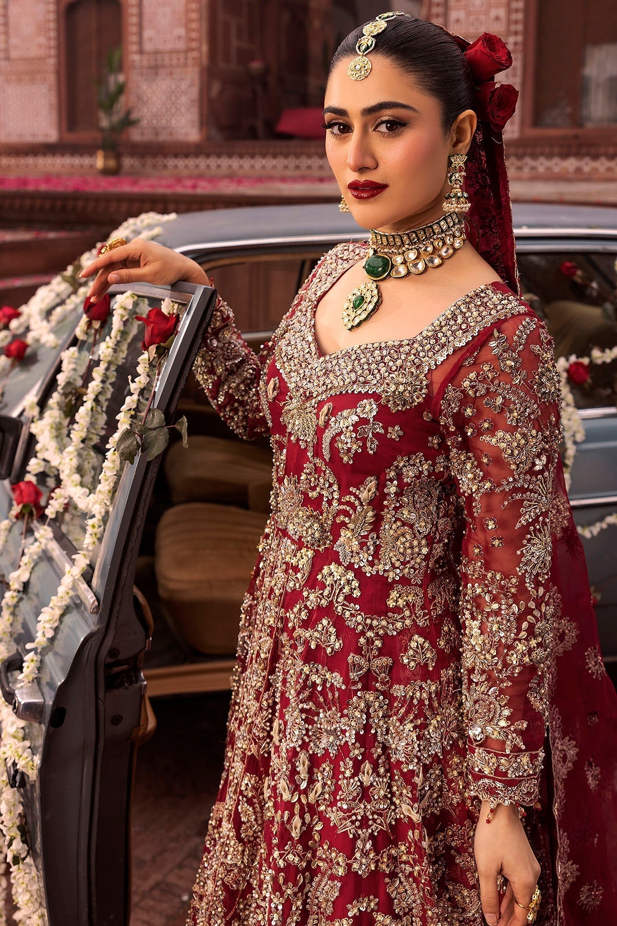 Motifz | Bridal Couture | 0019-SHANARA EMBROIDERED ORGANZA STITCHED L Red Organza