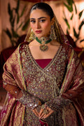 Motifz | Bridal Couture | 0020-NAURATAN EMBROIDERED MESSORI STITCHED M Fuchsia Zari Net