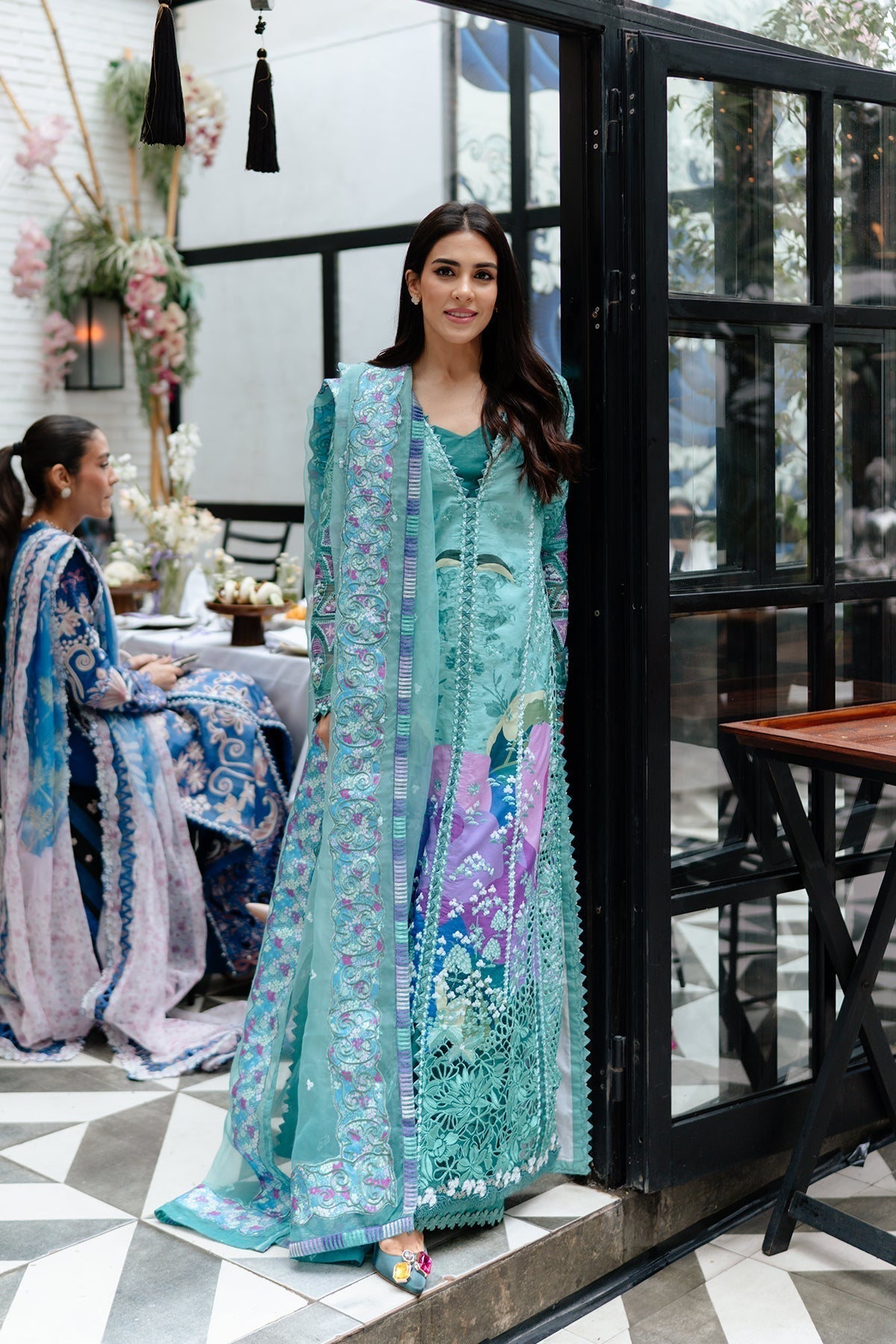Afrozeh | Lawn 25 | Sovana Custom Size Jade Green Lawn