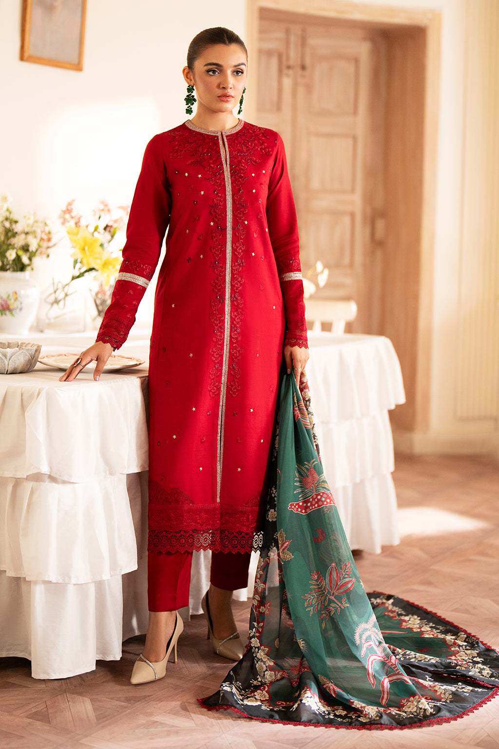 Saad Shaikh | Lumiere Winter |  D-07 Coral - Pakistani Designer Dress - by Saad Shaikh | Type: Ladies Clothes - 100% Original at Saira Sultan