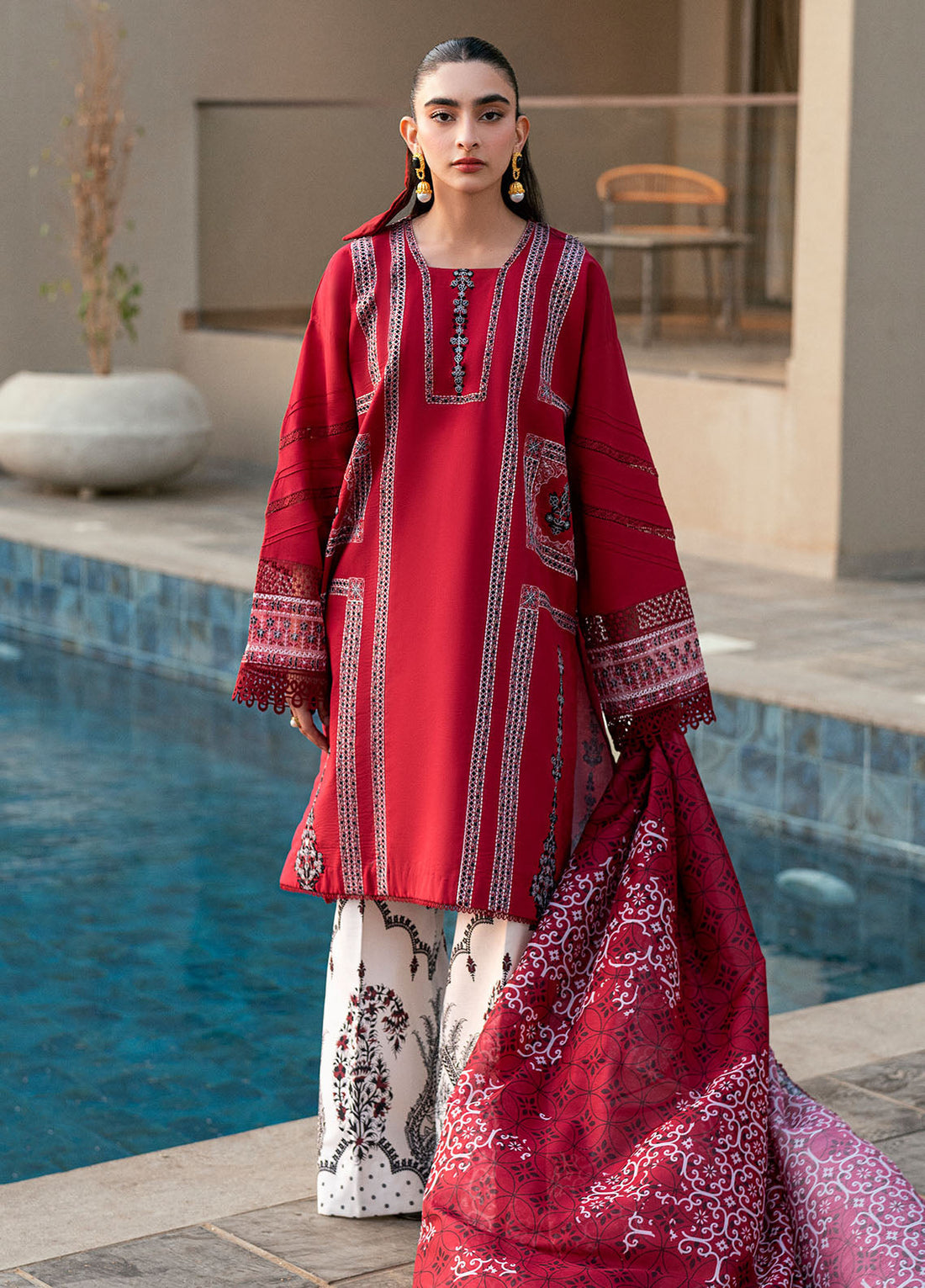 Sahane | Yaariyan Lawn Edit 25 | CT -20004 INA - Yaariyan XS Haute Red Lawn