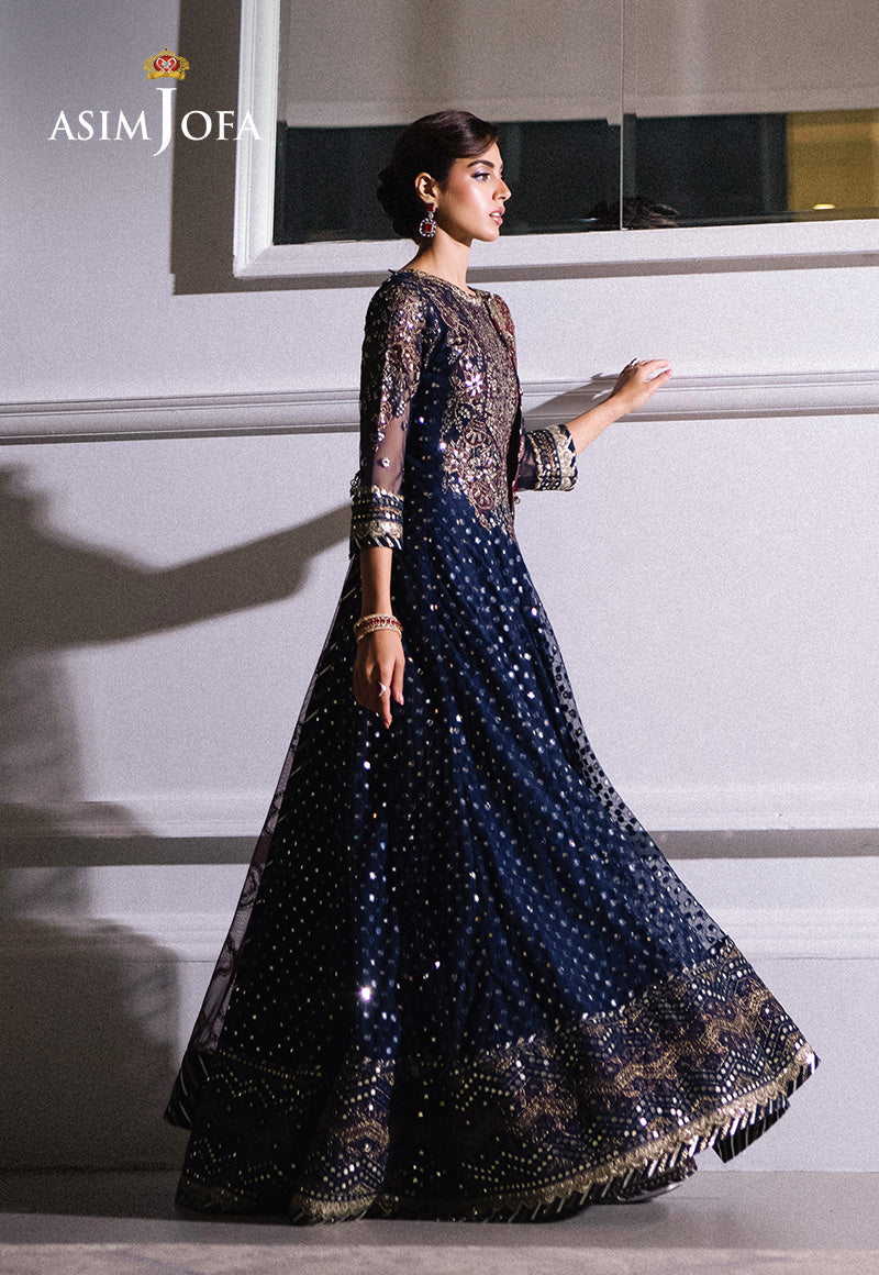 Asim Jofa | Festive Collection 25 | AJFF-05 Custom Size Navy Blue Net