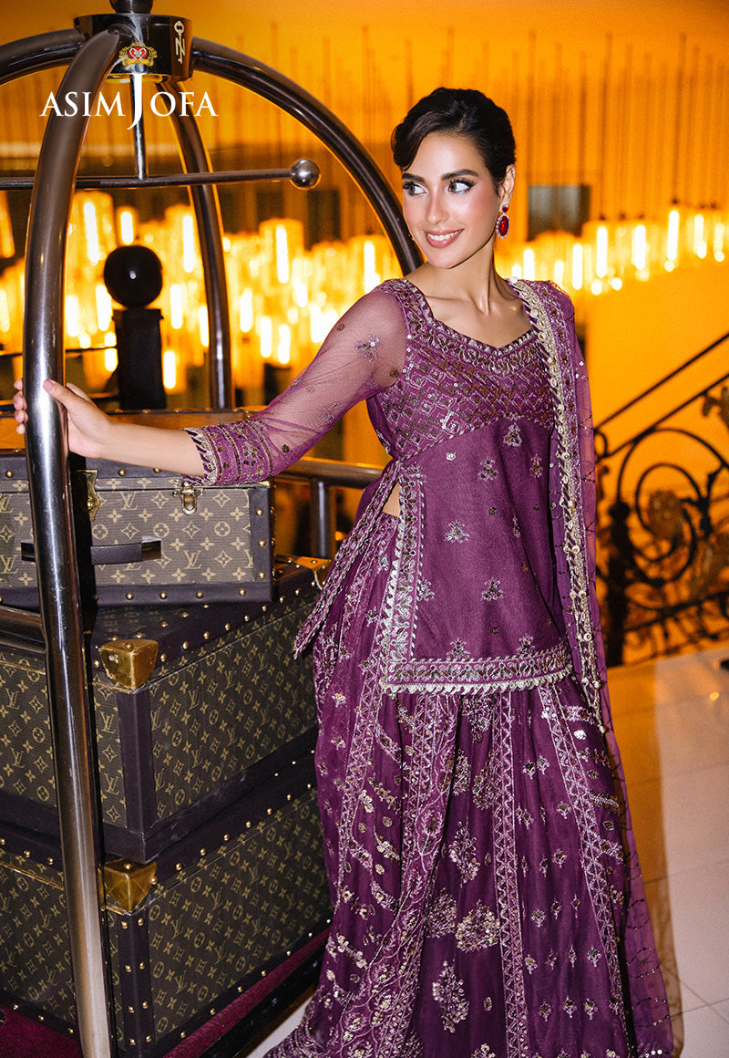 Asim Jofa | Festive Collection 25 | AJFF-01 Custom Size Pinkish Purple Net