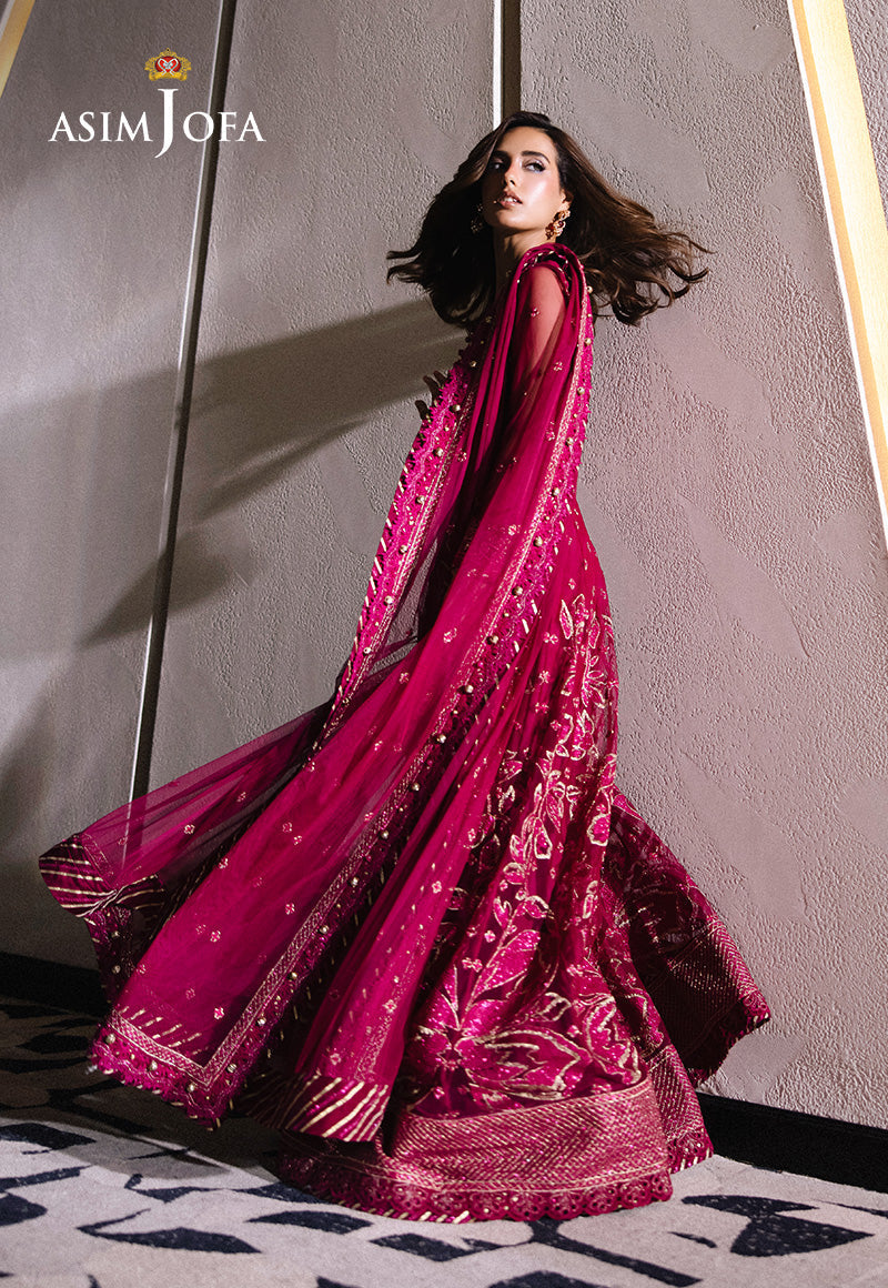 Asim Jofa | Festive Collection 25 | AJFF-10 Custom Size Hot Pink Net