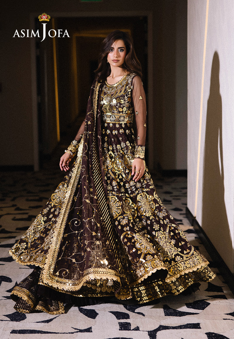 Asim Jofa | Festive Collection 25 | AJFF-07 Custom Size Chocolate Brown Net