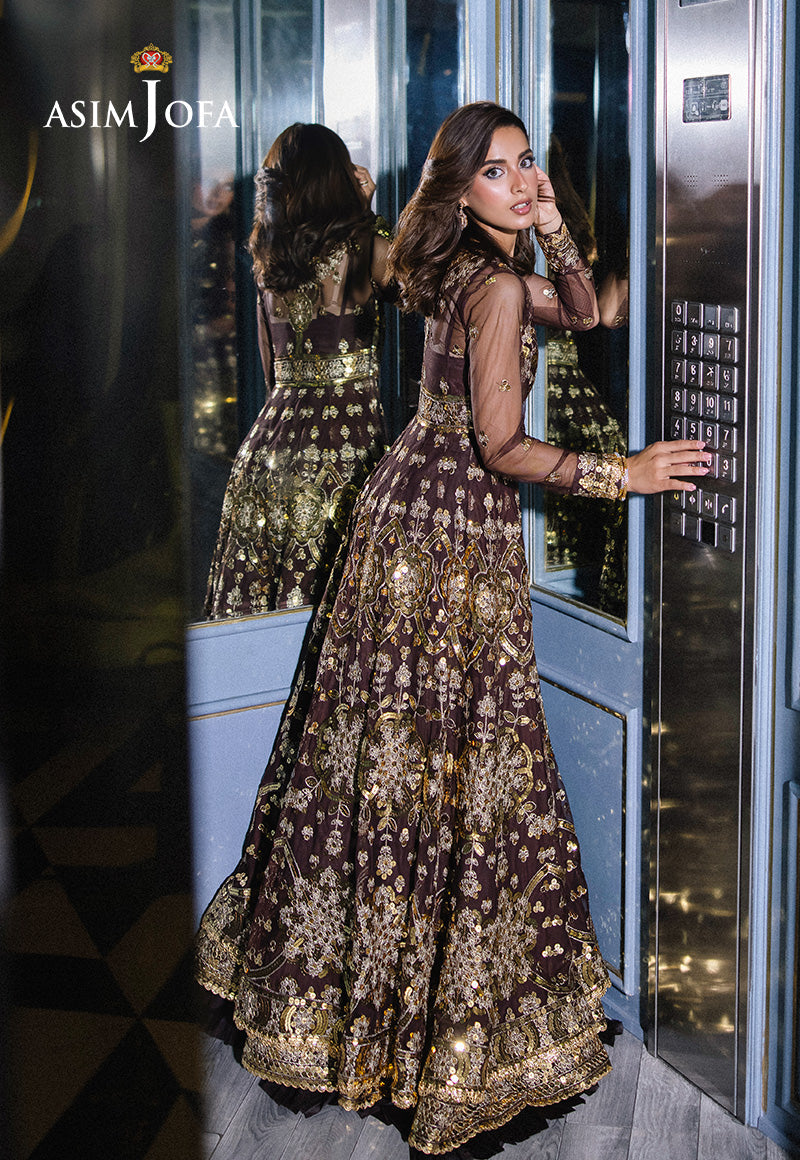 Asim Jofa | Festive Collection 25 | AJFF-07 L Chocolate Brown Net